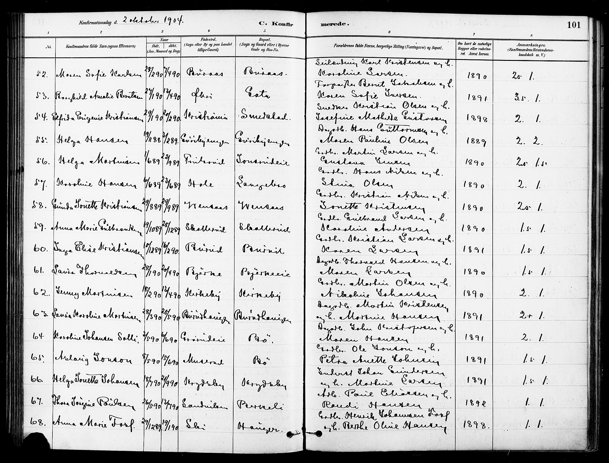 Asker prestekontor Kirkebøker, AV/SAO-A-10256a/F/Fb/L0002: Parish register (official) no. II 2, 1879-1921, p. 101