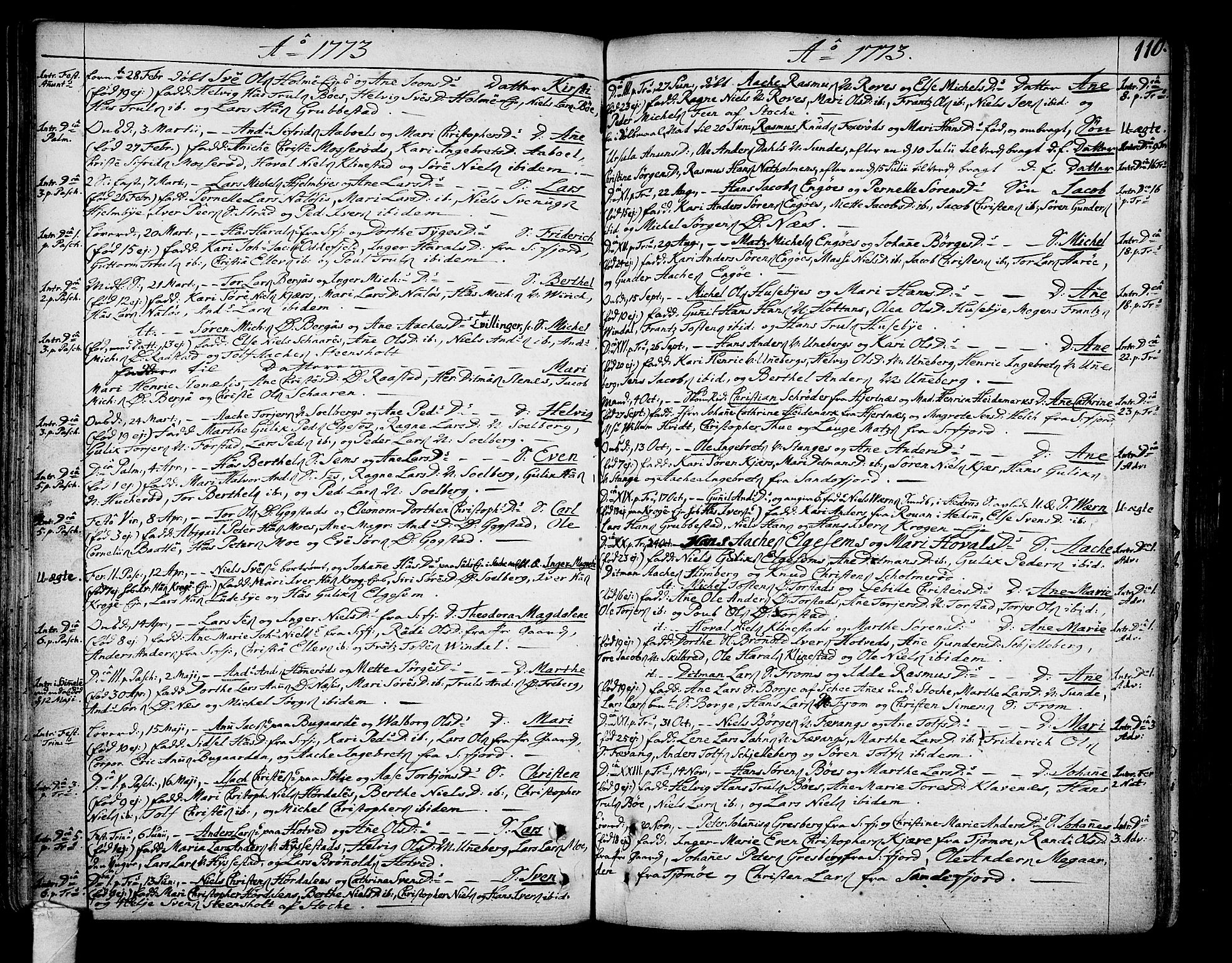 Sandar kirkebøker, SAKO/A-243/F/Fa/L0002: Parish register (official) no. 2, 1733-1788, p. 110