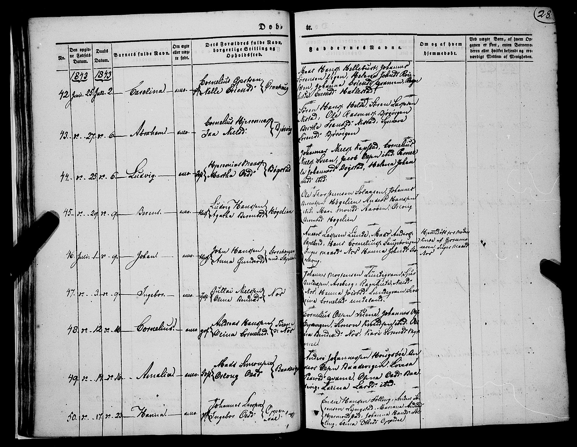 Gaular sokneprestembete, AV/SAB-A-80001/H/Haa: Parish register (official) no. A 4I, 1840-1859, p. 28