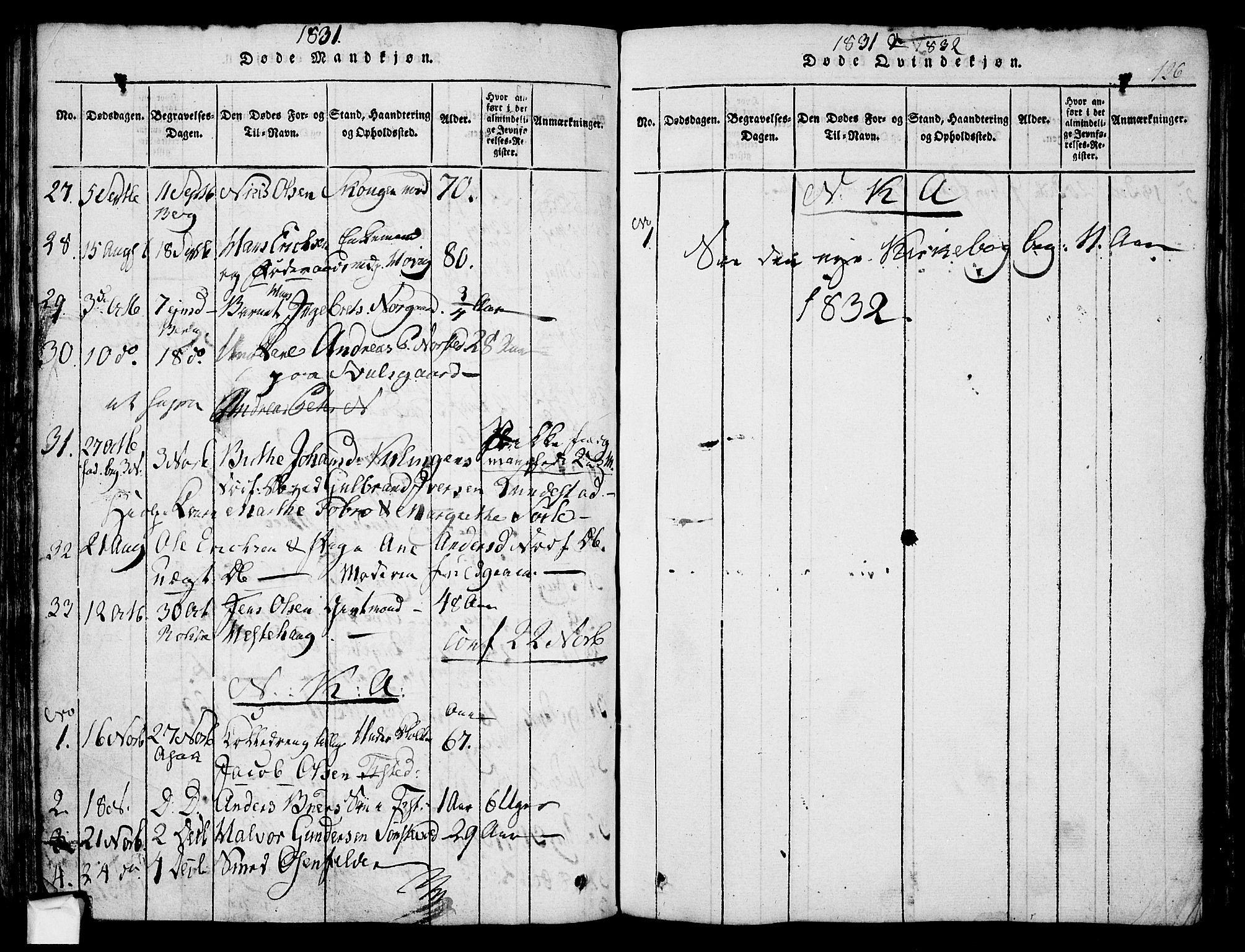 Berg prestekontor Kirkebøker, AV/SAO-A-10902/F/Fa/L0002: Parish register (official) no. I 2, 1815-1831, p. 126