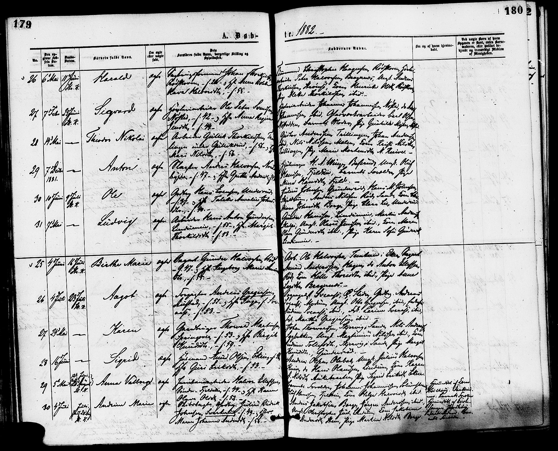 Skoger kirkebøker, AV/SAKO-A-59/F/Fa/L0005: Parish register (official) no. I 5, 1873-1884, p. 179-180