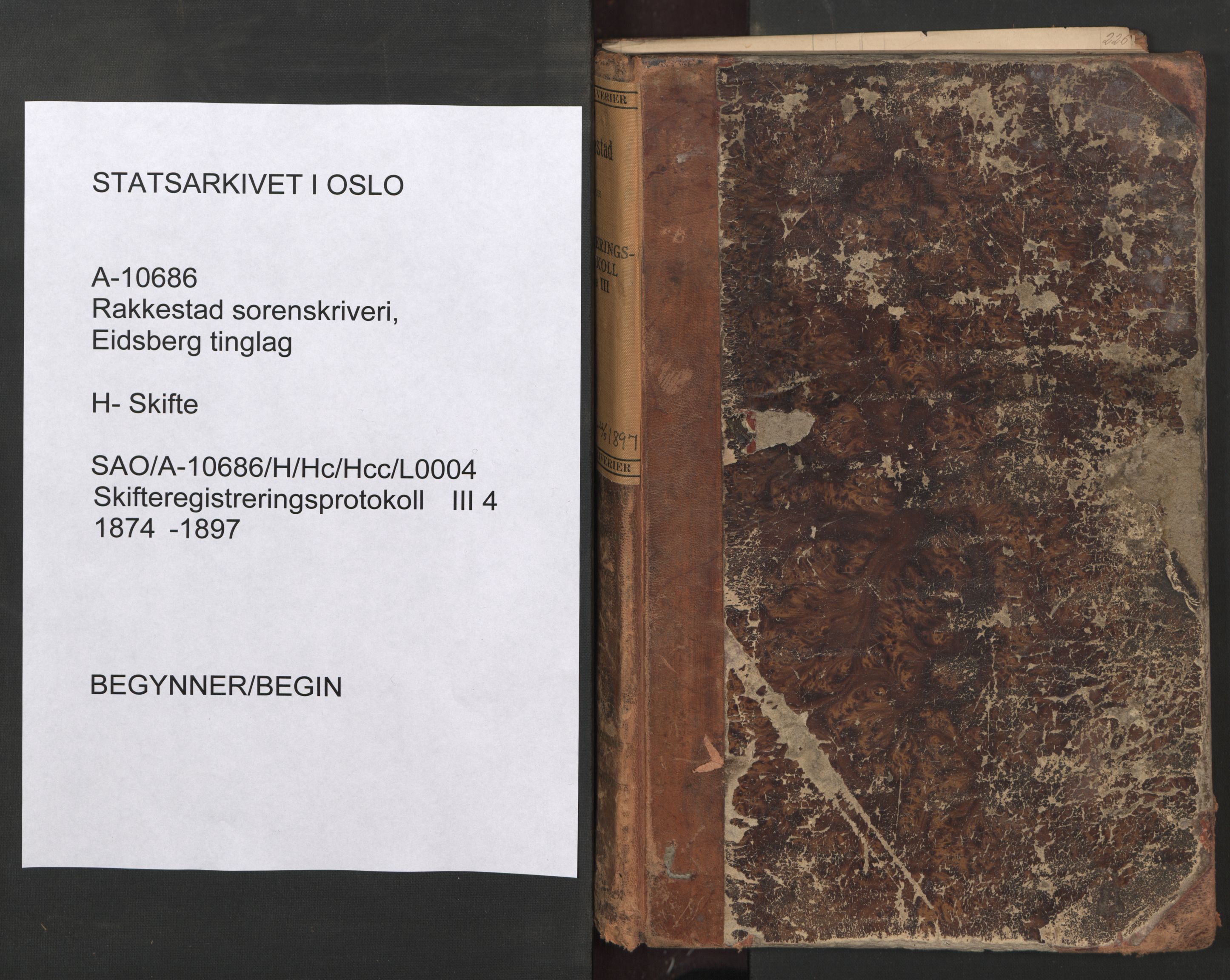 Rakkestad sorenskriveri, SAO/A-10686/H/Hc/Hcc/L0004: Skifteregistreringsprotokoller, 1874-1897
