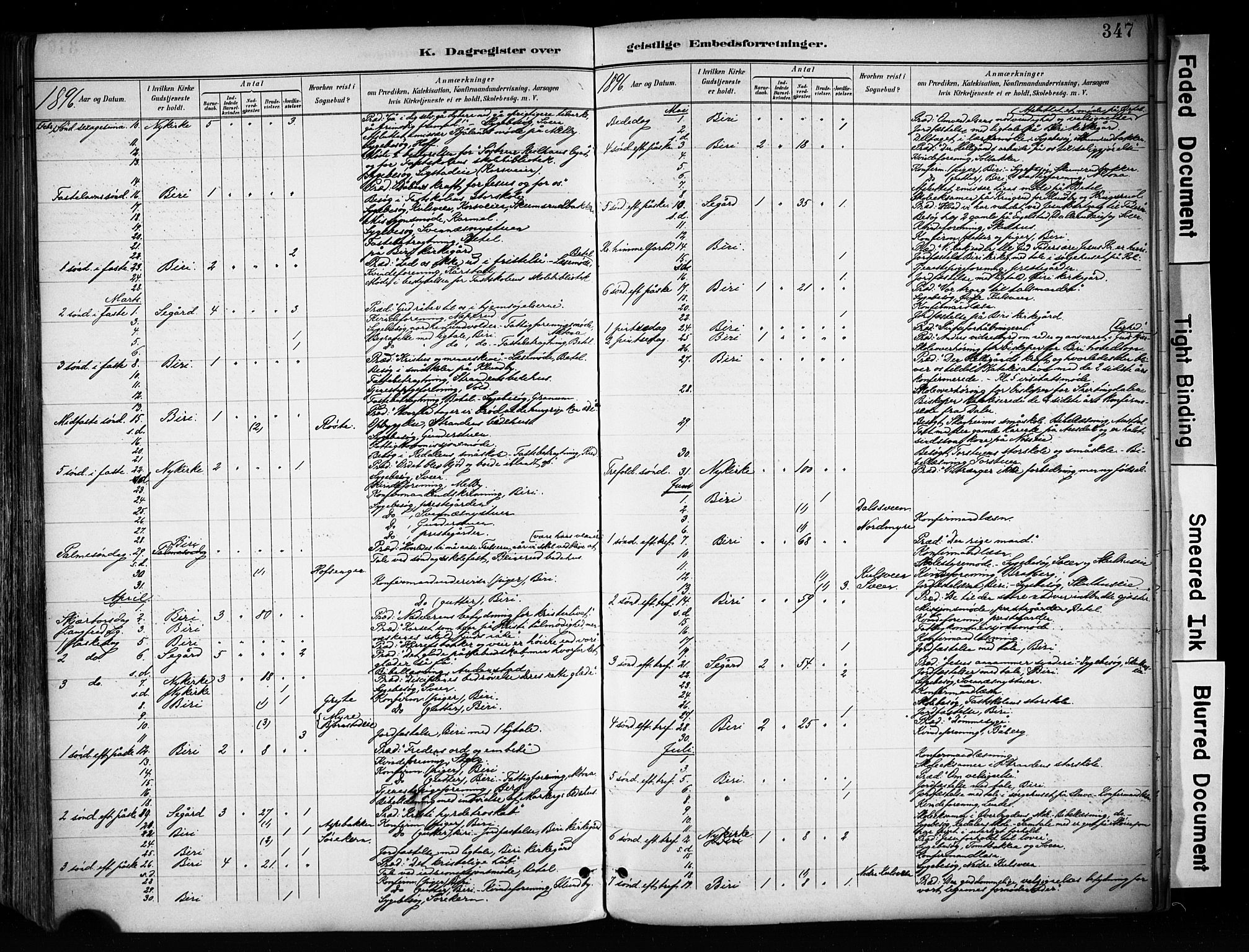 Biri prestekontor, SAH/PREST-096/H/Ha/Haa/L0009: Parish register (official) no. 9, 1887-1900, p. 347
