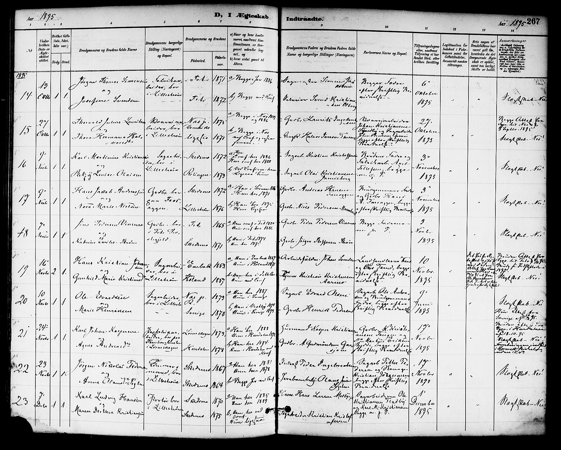 Skedsmo prestekontor Kirkebøker, SAO/A-10033a/F/Fa/L0014: Parish register (official) no. I 14, 1892-1901, p. 267