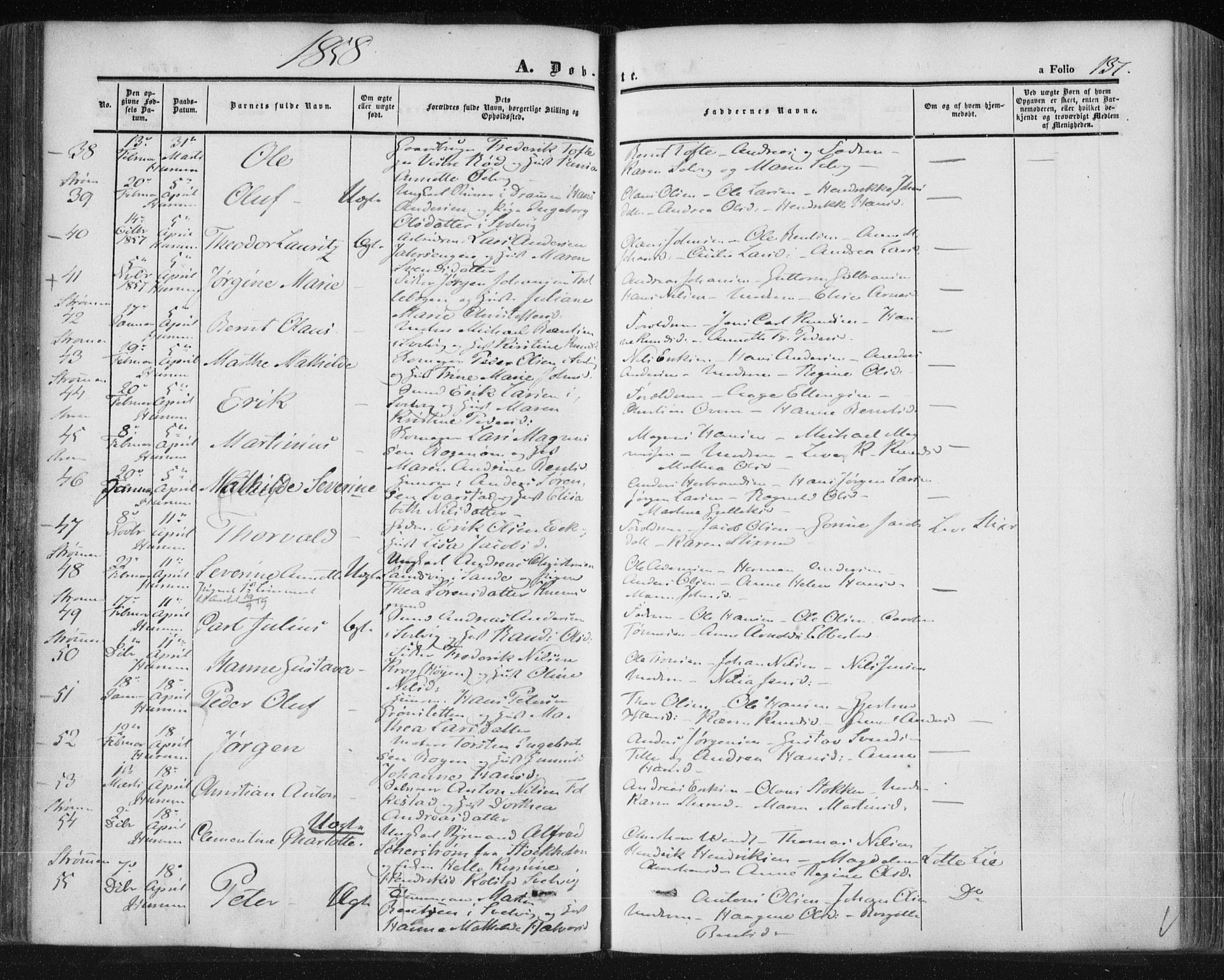 Hurum kirkebøker, SAKO/A-229/F/Fa/L0011: Parish register (official) no. 11, 1847-1860, p. 137