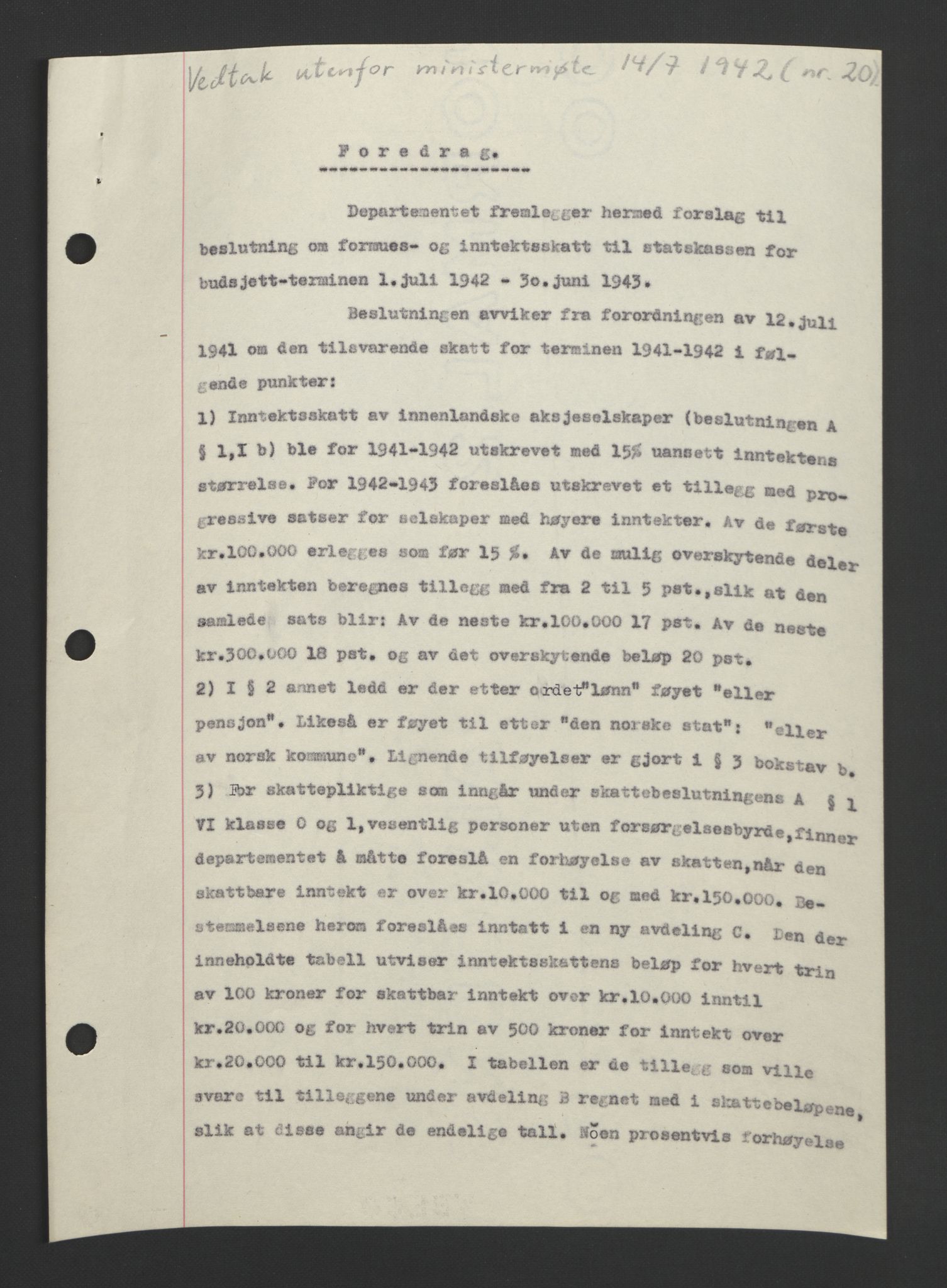 NS-administrasjonen 1940-1945 (Statsrådsekretariatet, de kommisariske statsråder mm), RA/S-4279/D/Db/L0090: Foredrag til vedtak utenfor ministermøte, 1942-1945, p. 22