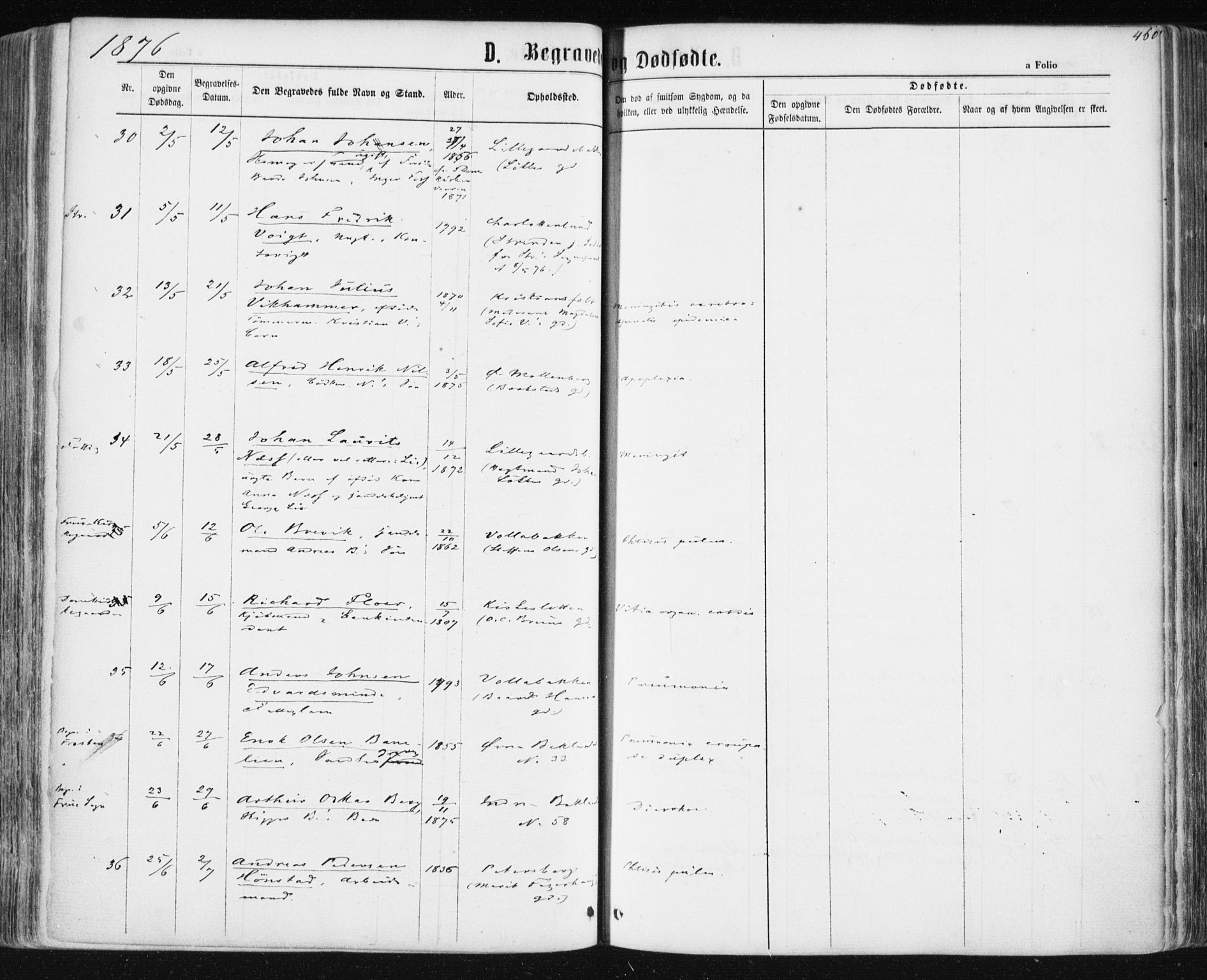 Ministerialprotokoller, klokkerbøker og fødselsregistre - Sør-Trøndelag, SAT/A-1456/604/L0186: Parish register (official) no. 604A07, 1866-1877, p. 460