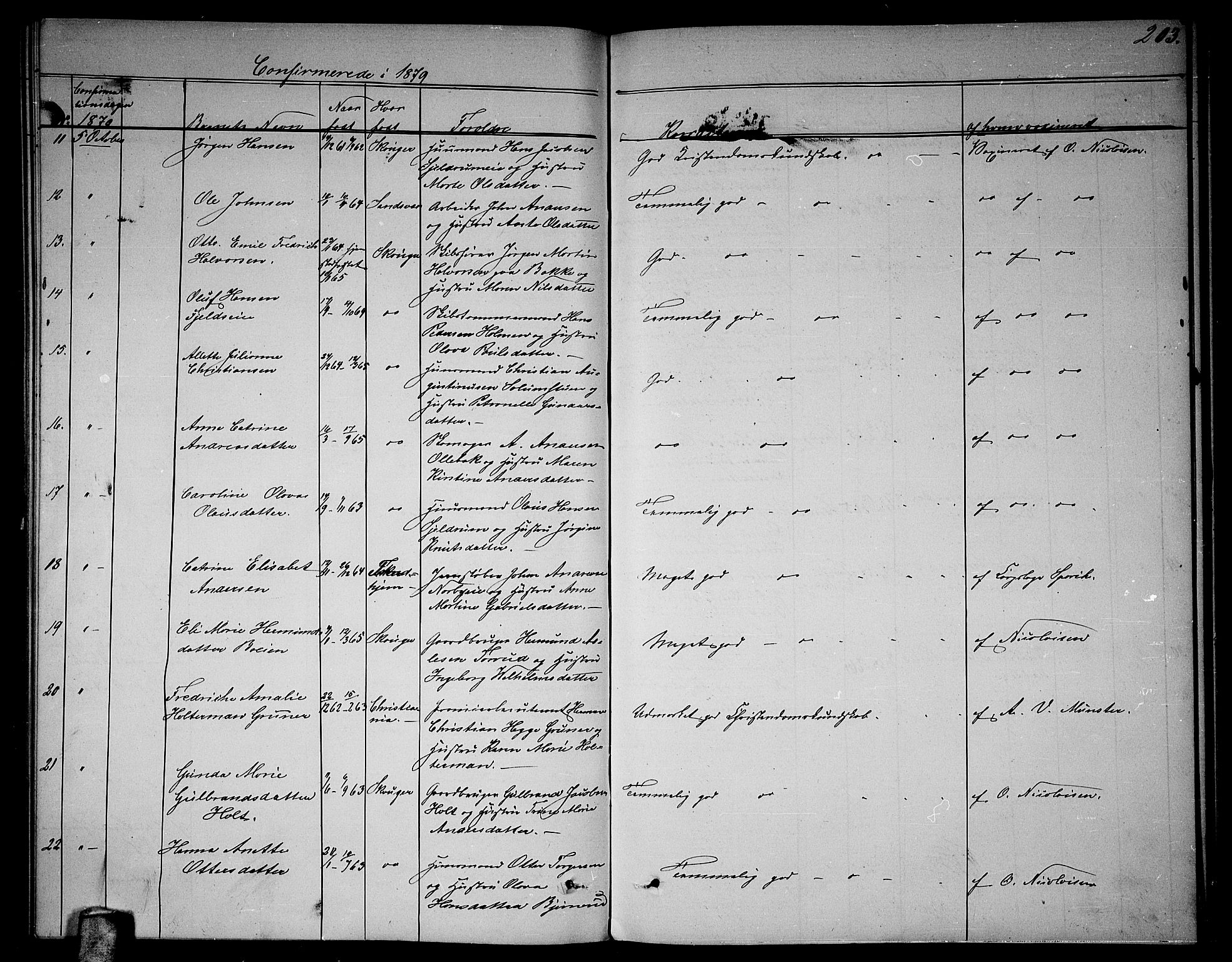 Skoger kirkebøker, AV/SAKO-A-59/G/Ga/L0002: Parish register (copy) no. I 2, 1860-1880, p. 203