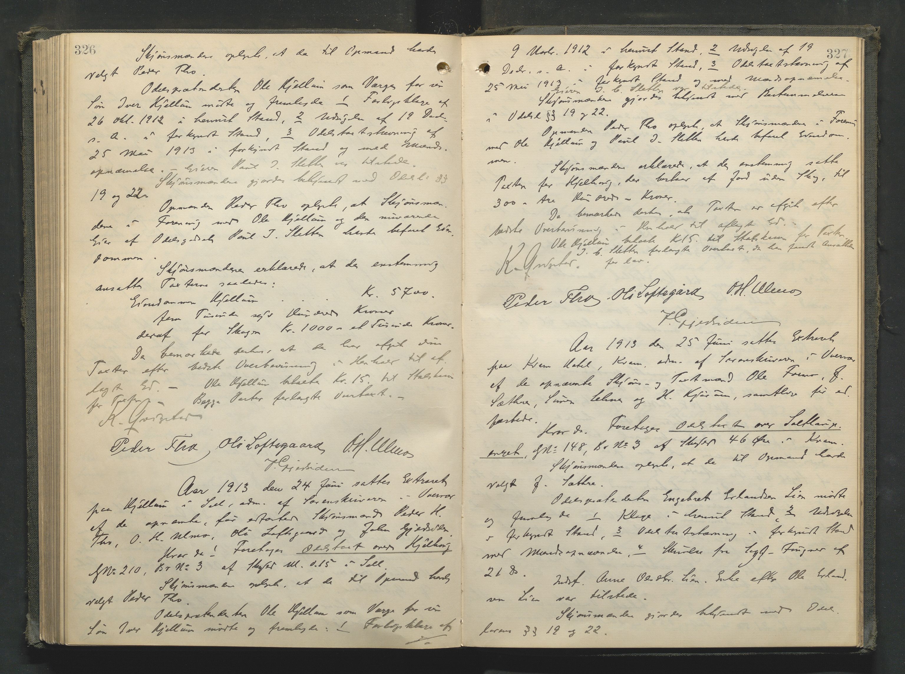 Nord-Gudbrandsdal tingrett, AV/SAH-TING-002/G/Gc/Gcb/L0008: Ekstrarettsprotokoll for åstedssaker, 1909-1913, p. 326-327