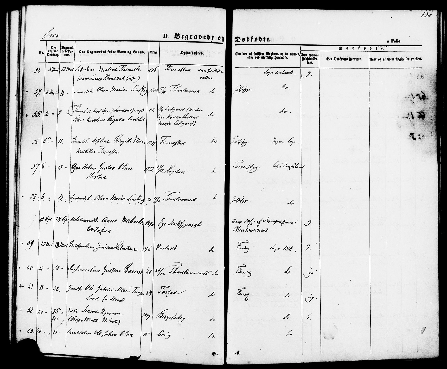 Hetland sokneprestkontor, AV/SAST-A-101826/30/30BA/L0006: Parish register (official) no. A 6, 1869-1884, p. 136