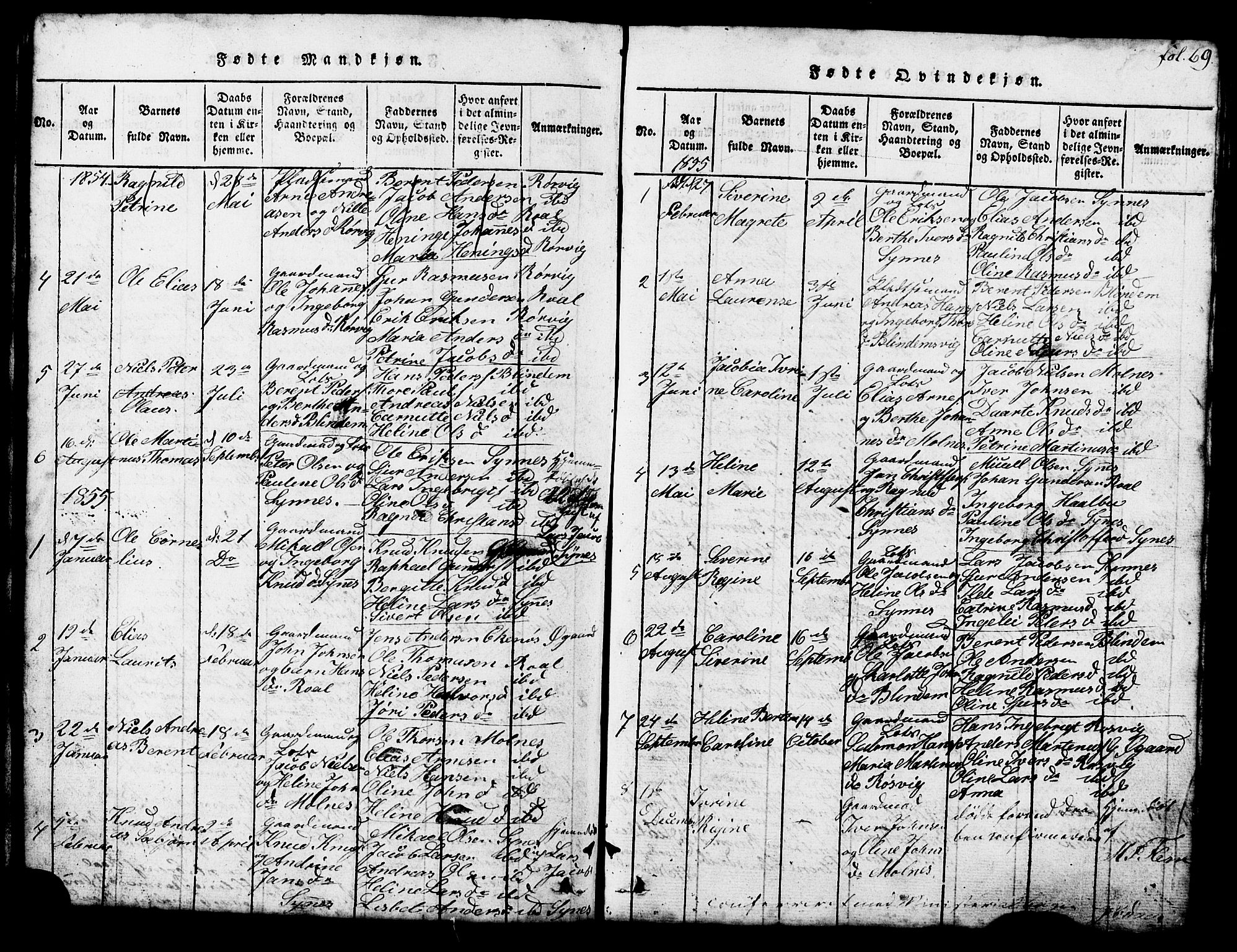 Ministerialprotokoller, klokkerbøker og fødselsregistre - Møre og Romsdal, SAT/A-1454/537/L0520: Parish register (copy) no. 537C01, 1819-1868, p. 69