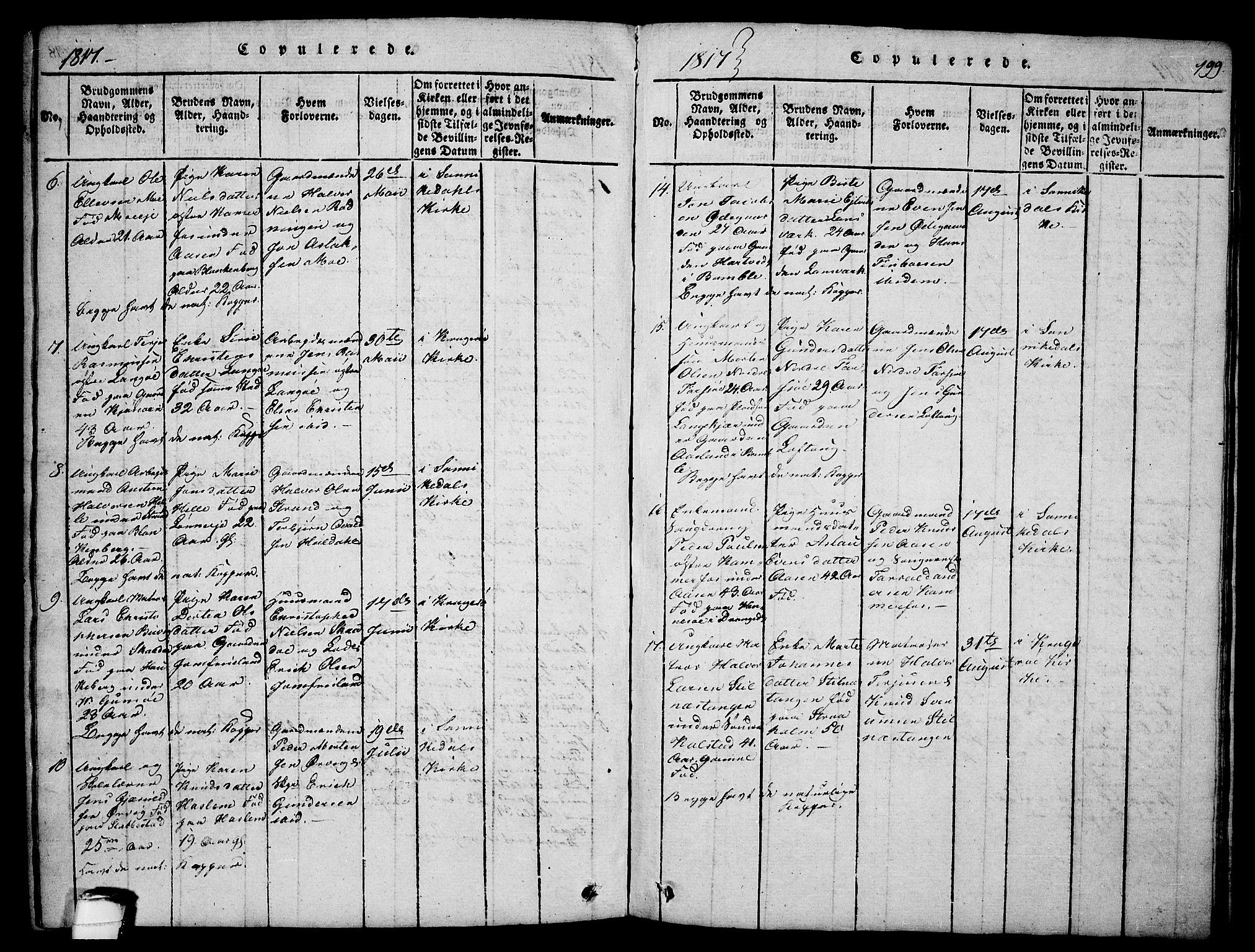 Sannidal kirkebøker, SAKO/A-296/F/Fa/L0004: Parish register (official) no. 4, 1814-1829, p. 199