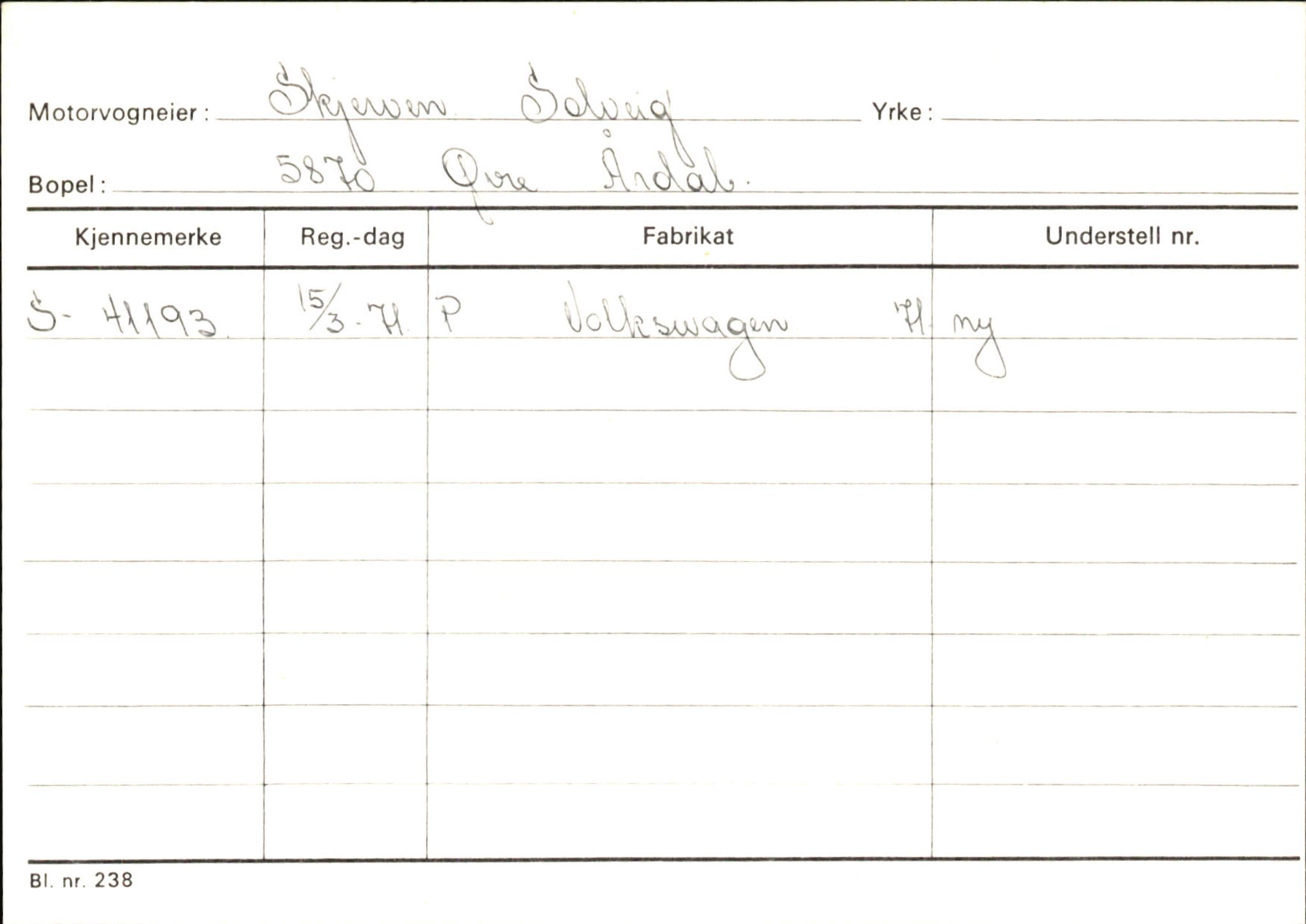 Statens vegvesen, Sogn og Fjordane vegkontor, AV/SAB-A-5301/4/F/L0146: Registerkort Årdal R-Å samt diverse kort, 1945-1975, p. 394