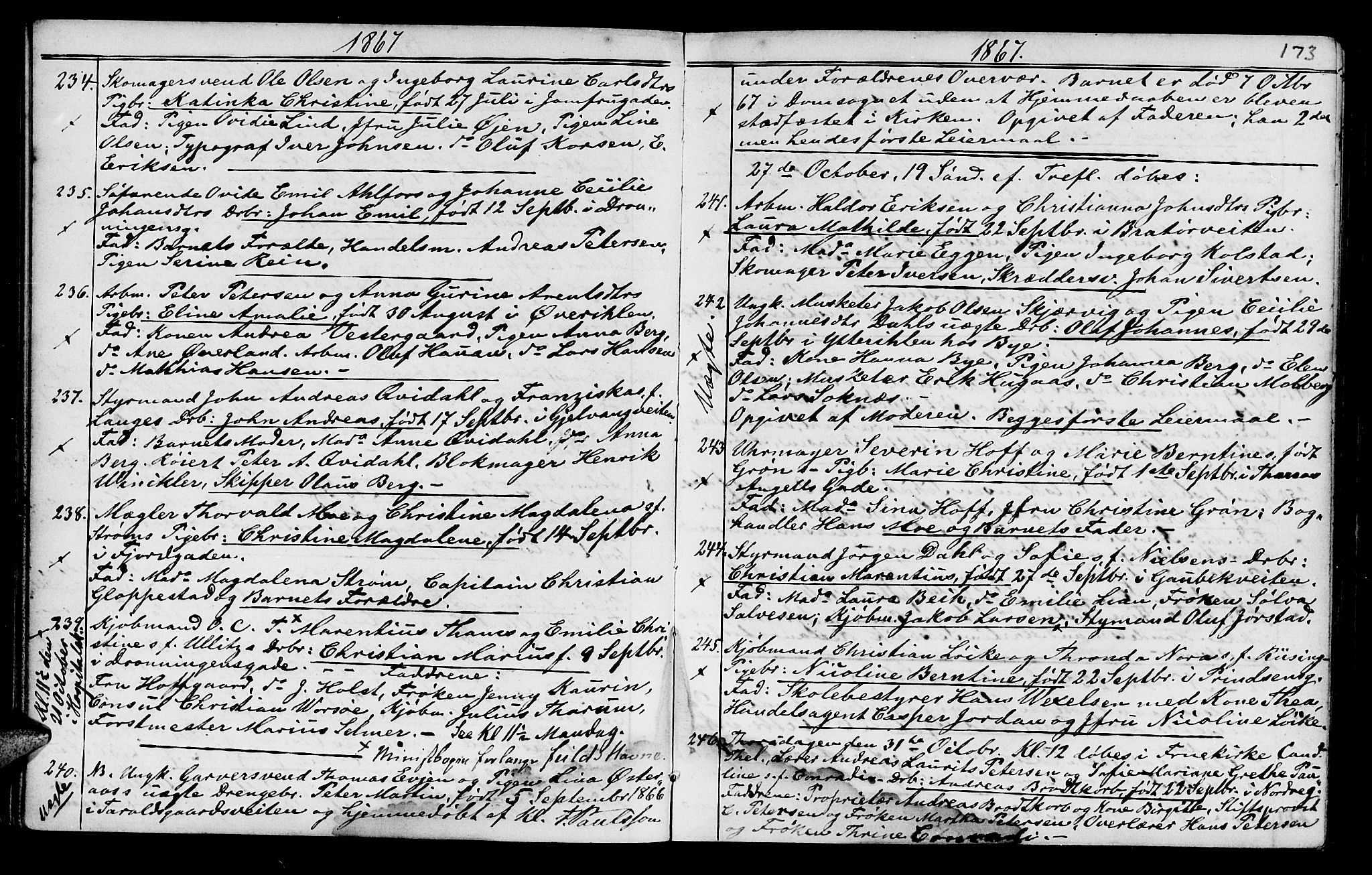 Ministerialprotokoller, klokkerbøker og fødselsregistre - Sør-Trøndelag, SAT/A-1456/602/L0140: Parish register (copy) no. 602C08, 1864-1872, p. 172-173