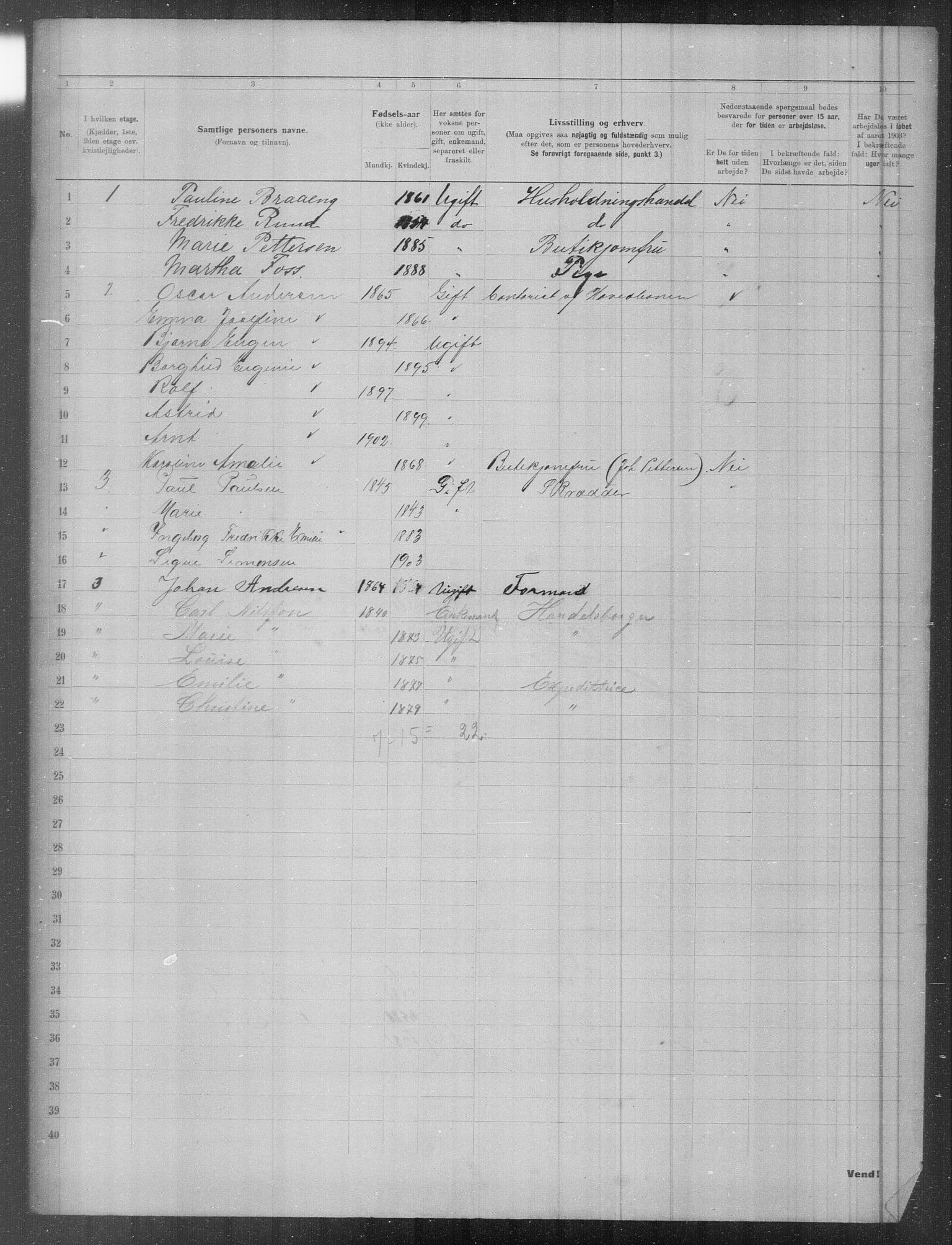 OBA, Municipal Census 1903 for Kristiania, 1903, p. 2955