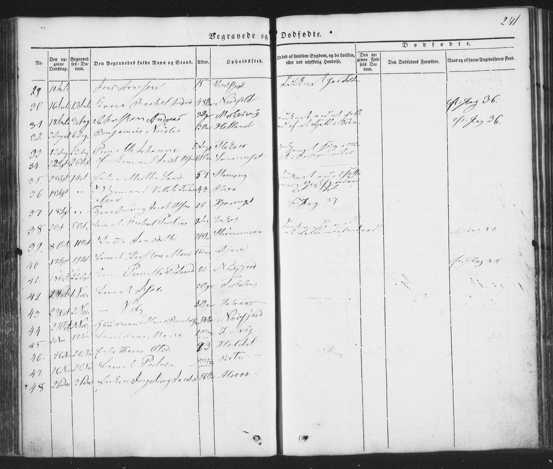 Ministerialprotokoller, klokkerbøker og fødselsregistre - Nordland, AV/SAT-A-1459/853/L0769: Parish register (official) no. 853A08, 1836-1856, p. 241