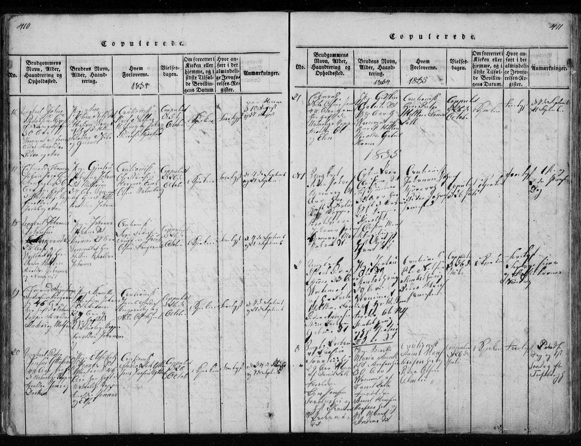 Ministerialprotokoller, klokkerbøker og fødselsregistre - Nordland, SAT/A-1459/827/L0412: Parish register (copy) no. 827C01, 1820-1841, p. 410-411