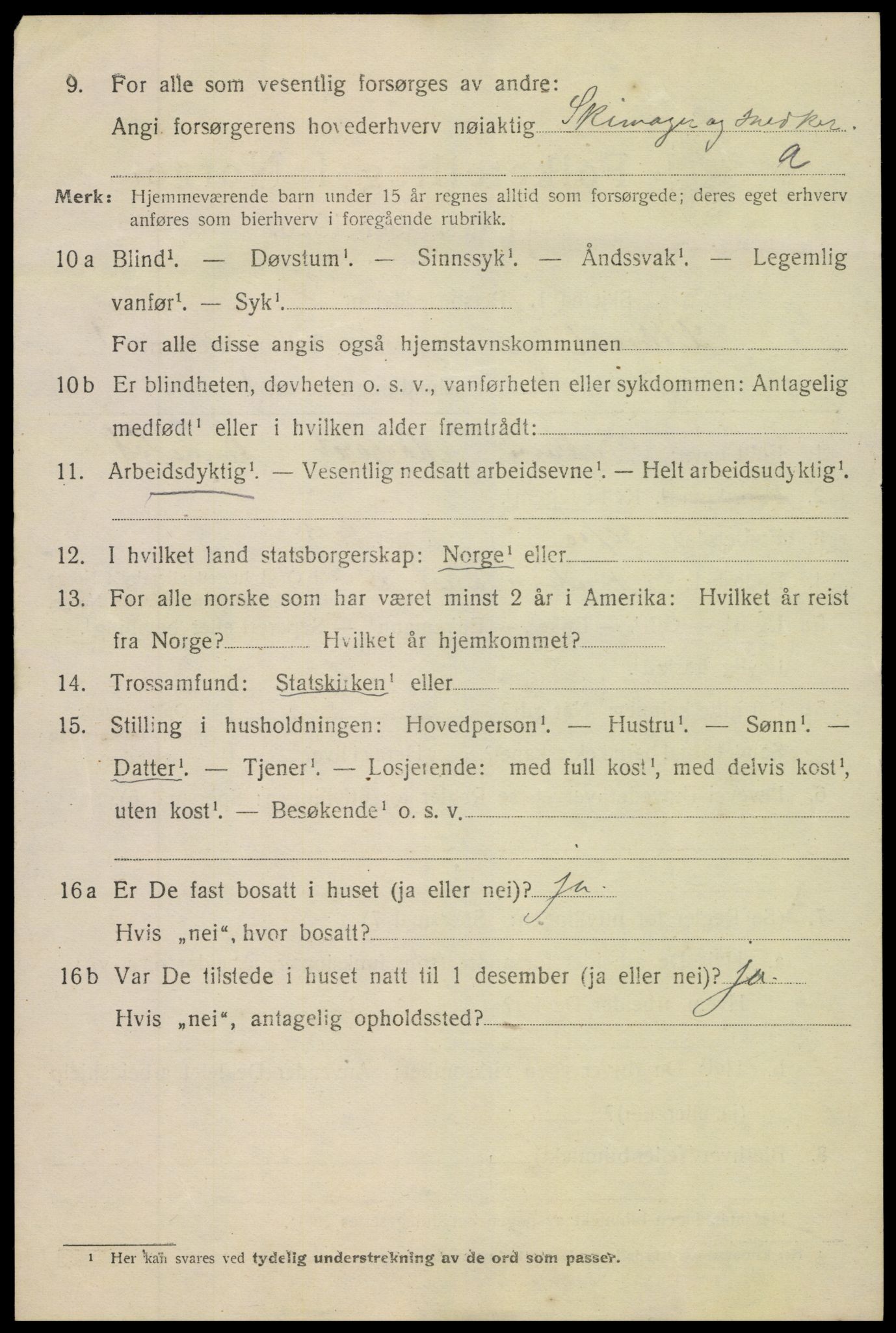 SAK, 1920 census for Lillesand, 1920, p. 1154