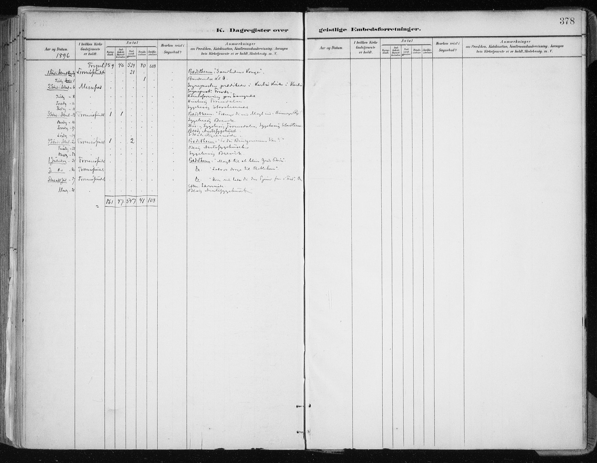 Tromsøysund sokneprestkontor, AV/SATØ-S-1304/G/Ga/L0005kirke: Parish register (official) no. 5, 1888-1896, p. 378