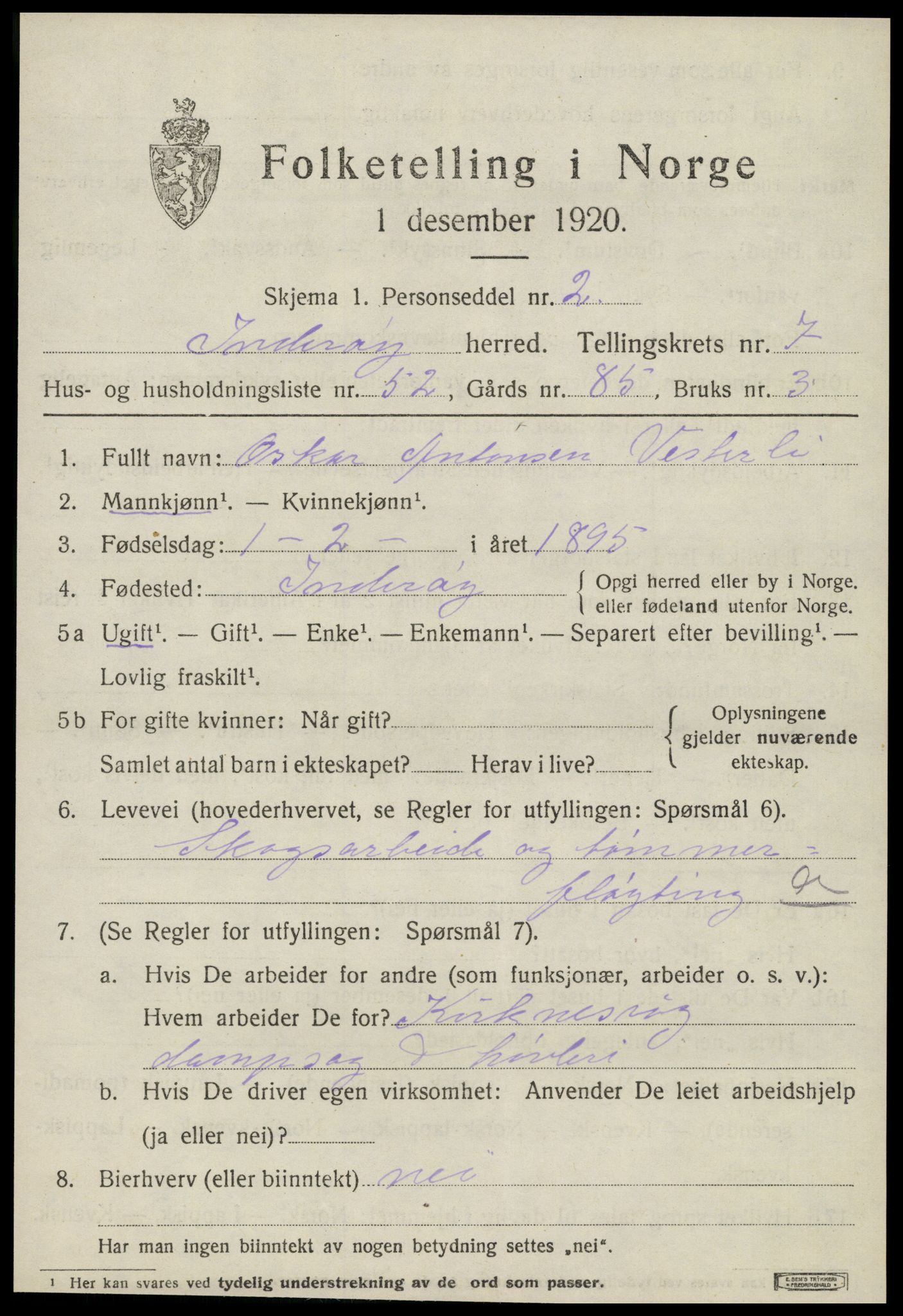 SAT, 1920 census for Inderøy, 1920, p. 5593