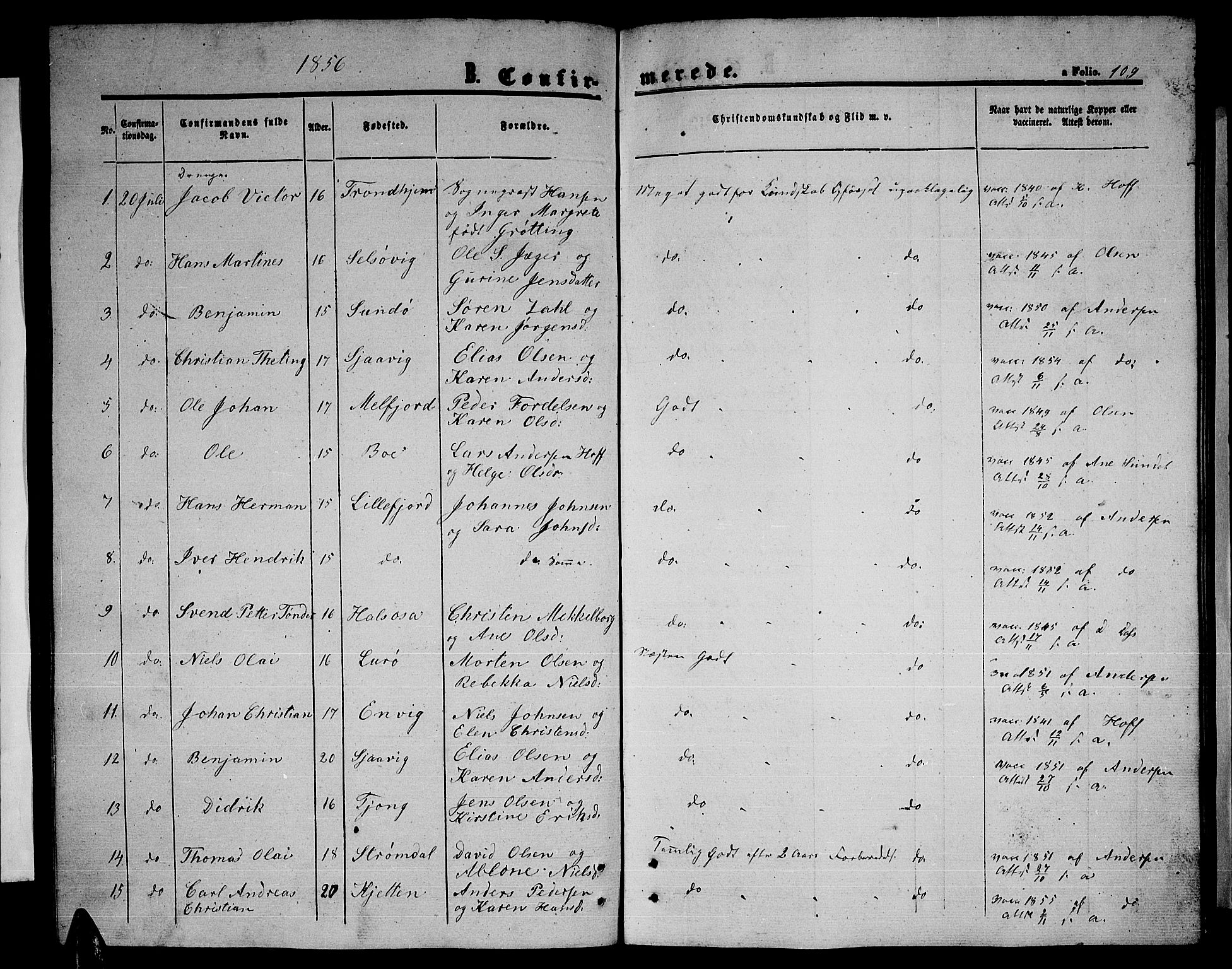 Ministerialprotokoller, klokkerbøker og fødselsregistre - Nordland, SAT/A-1459/841/L0619: Parish register (copy) no. 841C03, 1856-1876, p. 109