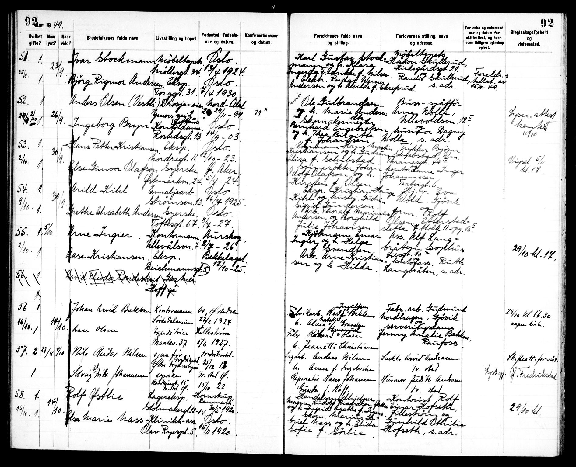 Jakob prestekontor Kirkebøker, AV/SAO-A-10850/H/Ha/L0002: Banns register no. 2, 1917-1952, p. 92