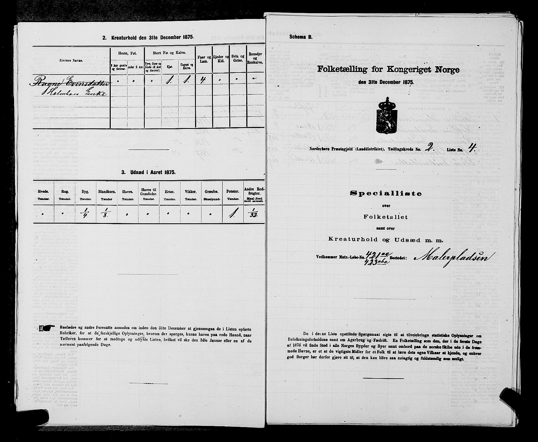 SAKO, 1875 census for 0613L Norderhov/Norderhov, Haug og Lunder, 1875, p. 2387