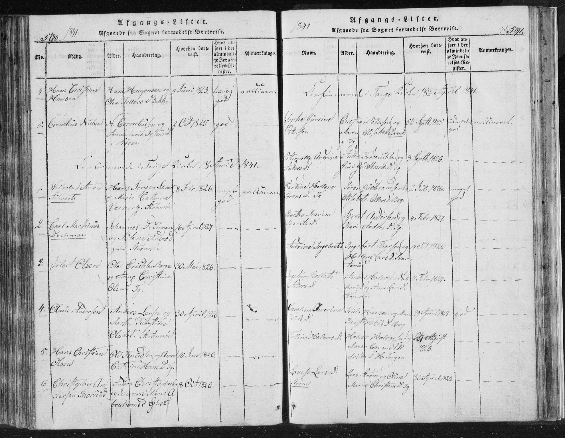 Strømsø kirkebøker, AV/SAKO-A-246/F/Fb/L0004: Parish register (official) no. II 4, 1814-1843, p. 590-591