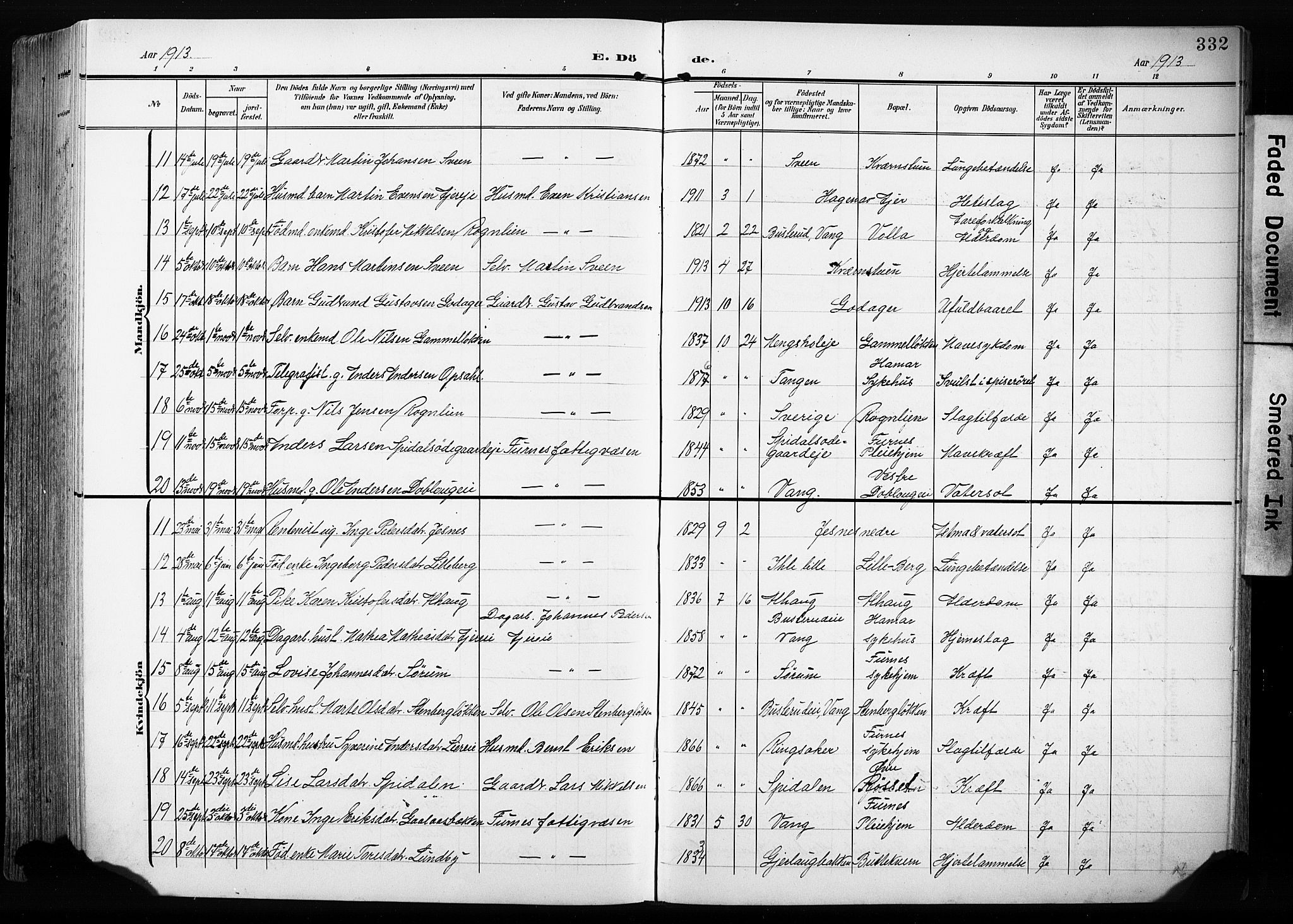Furnes prestekontor, AV/SAH-PREST-012/L/La/L0001: Parish register (copy) no. 1, 1904-1933, p. 332