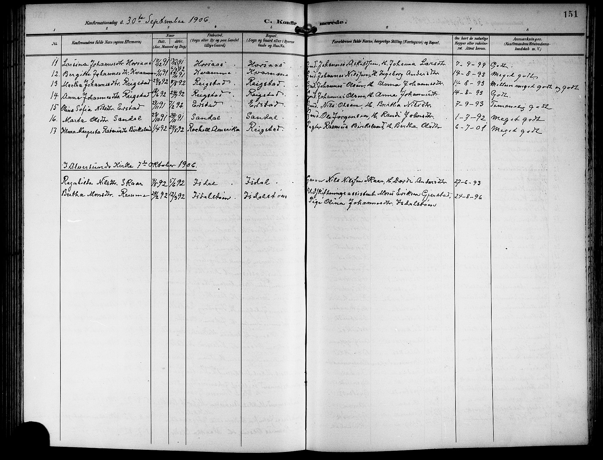 Hamre sokneprestembete, AV/SAB-A-75501/H/Ha/Hab: Parish register (copy) no. B 4, 1898-1919, p. 151