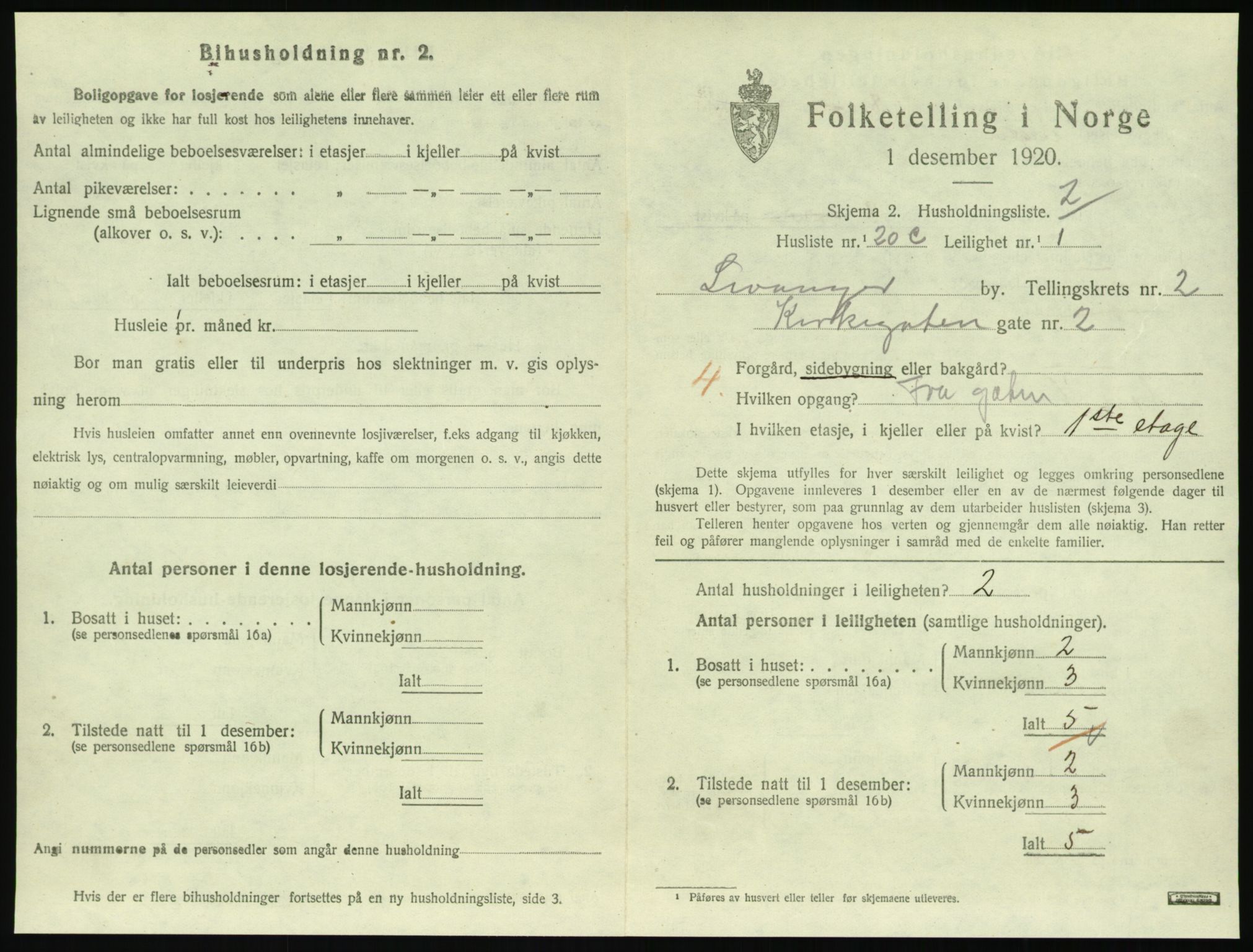 SAT, 1920 census for Levanger town, 1920, p. 892