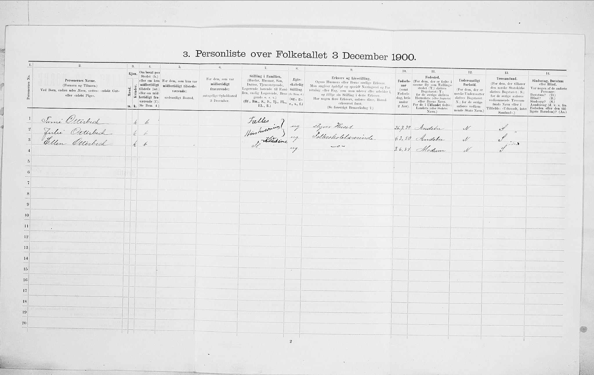 SAO, 1900 census for Kristiania, 1900, p. 74537