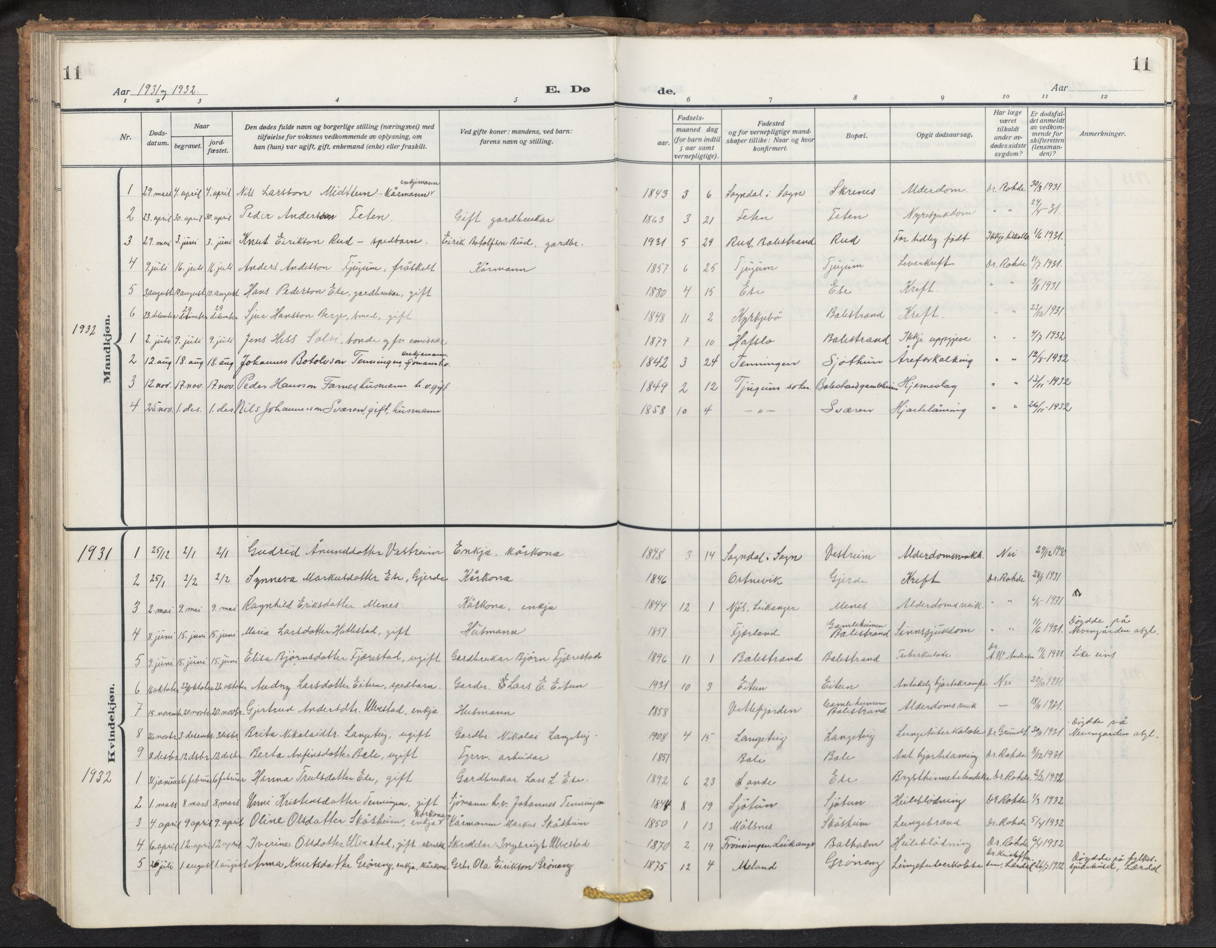 Balestrand sokneprestembete, AV/SAB-A-79601/H/Hab/Haba/L0003: Parish register (copy) no. A 3, 1920-1956, p. 11