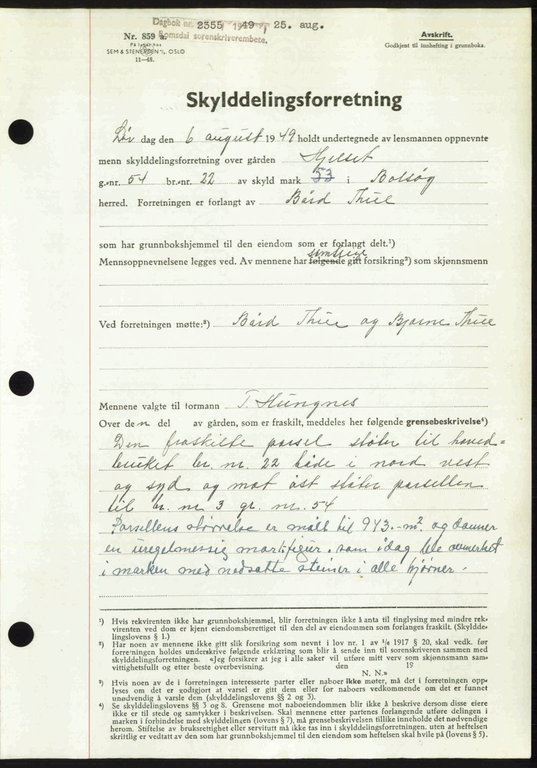 Romsdal sorenskriveri, AV/SAT-A-4149/1/2/2C: Mortgage book no. A30, 1949-1949, Diary no: : 2355/1949