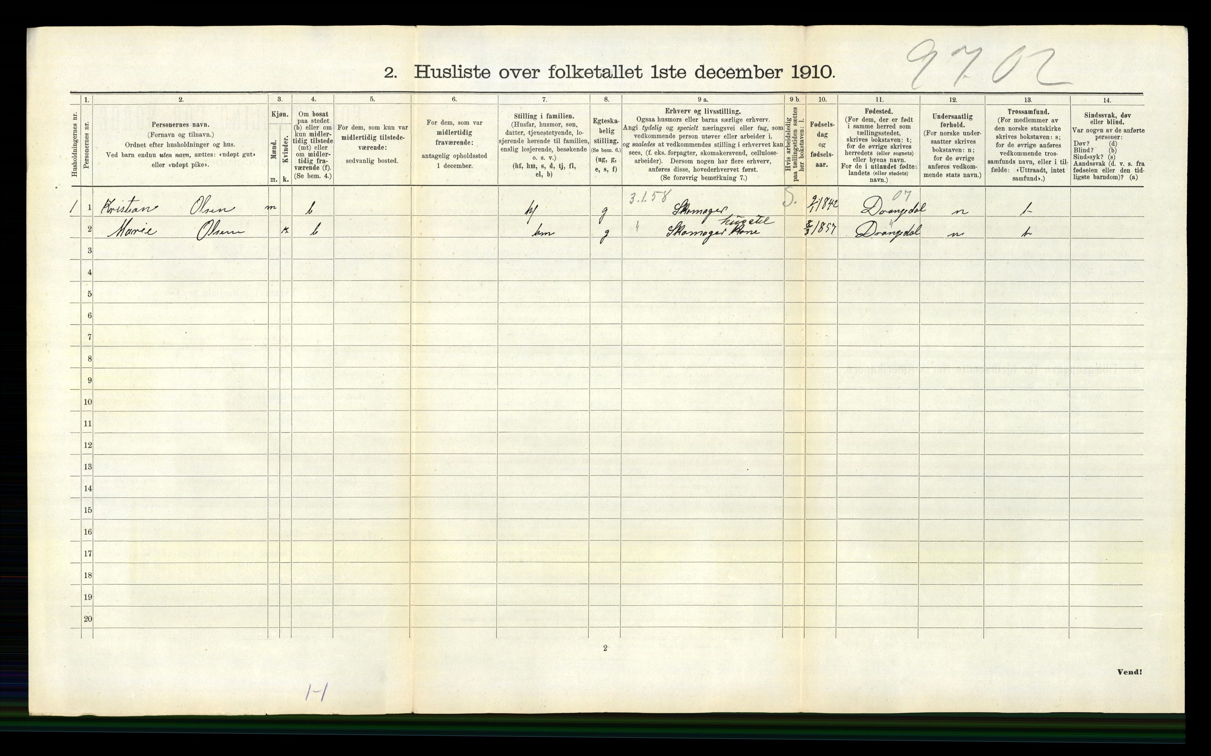 RA, 1910 census for Gjerpen, 1910, p. 860