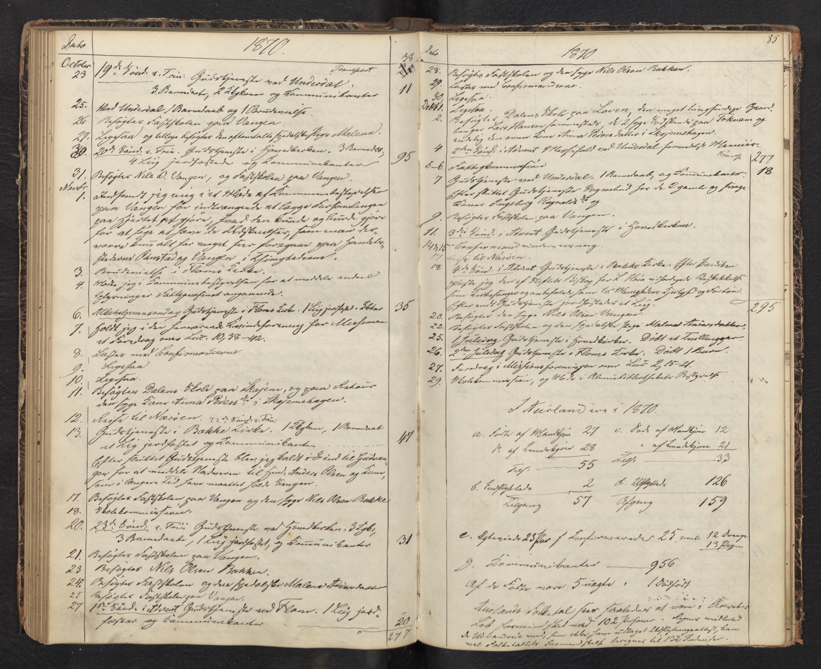 Aurland sokneprestembete, AV/SAB-A-99937/H/Ha/Haf: Diary records no. F 0, 1844-1876, p. 84b-85a