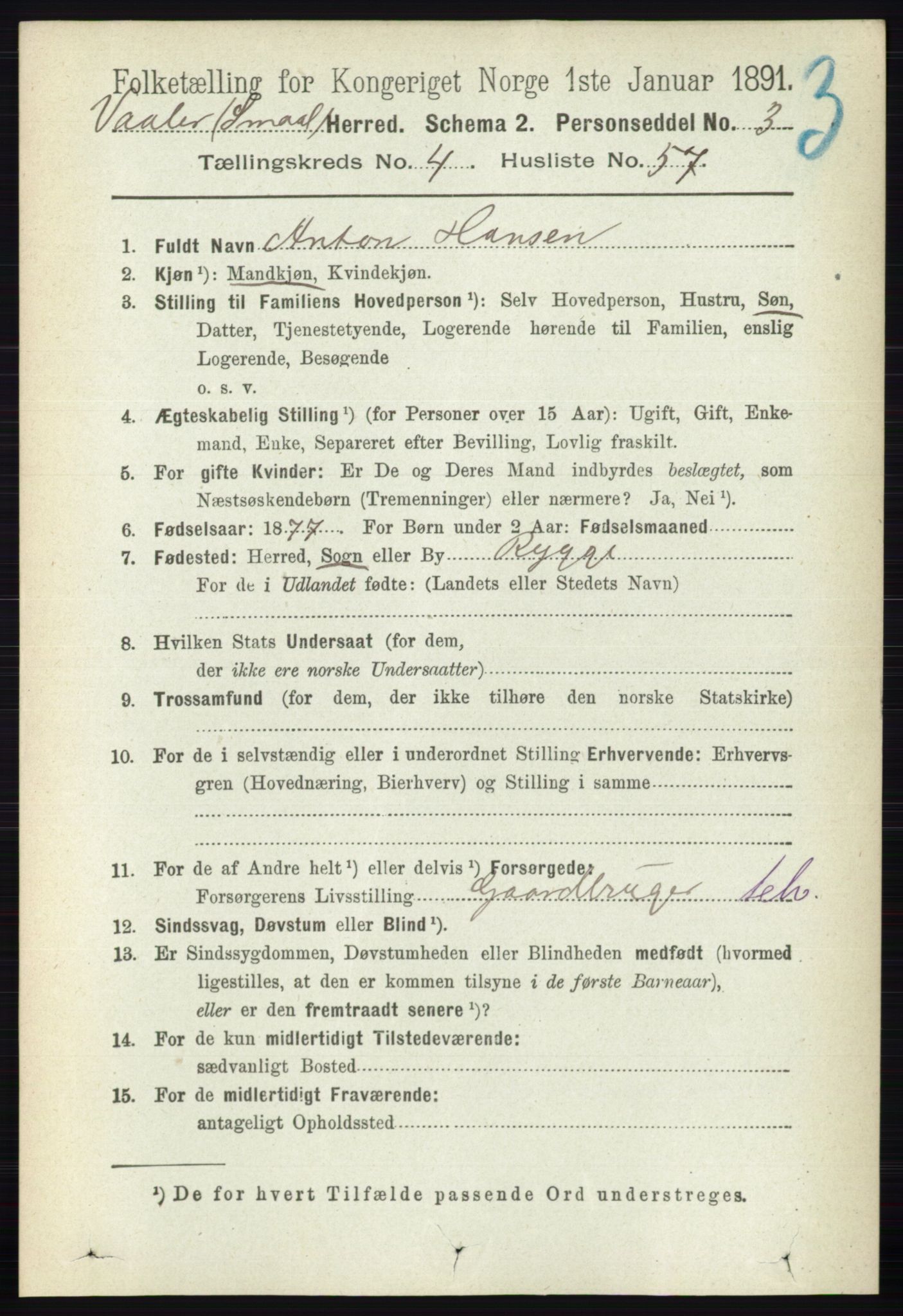 RA, 1891 census for 0137 Våler, 1891, p. 1915