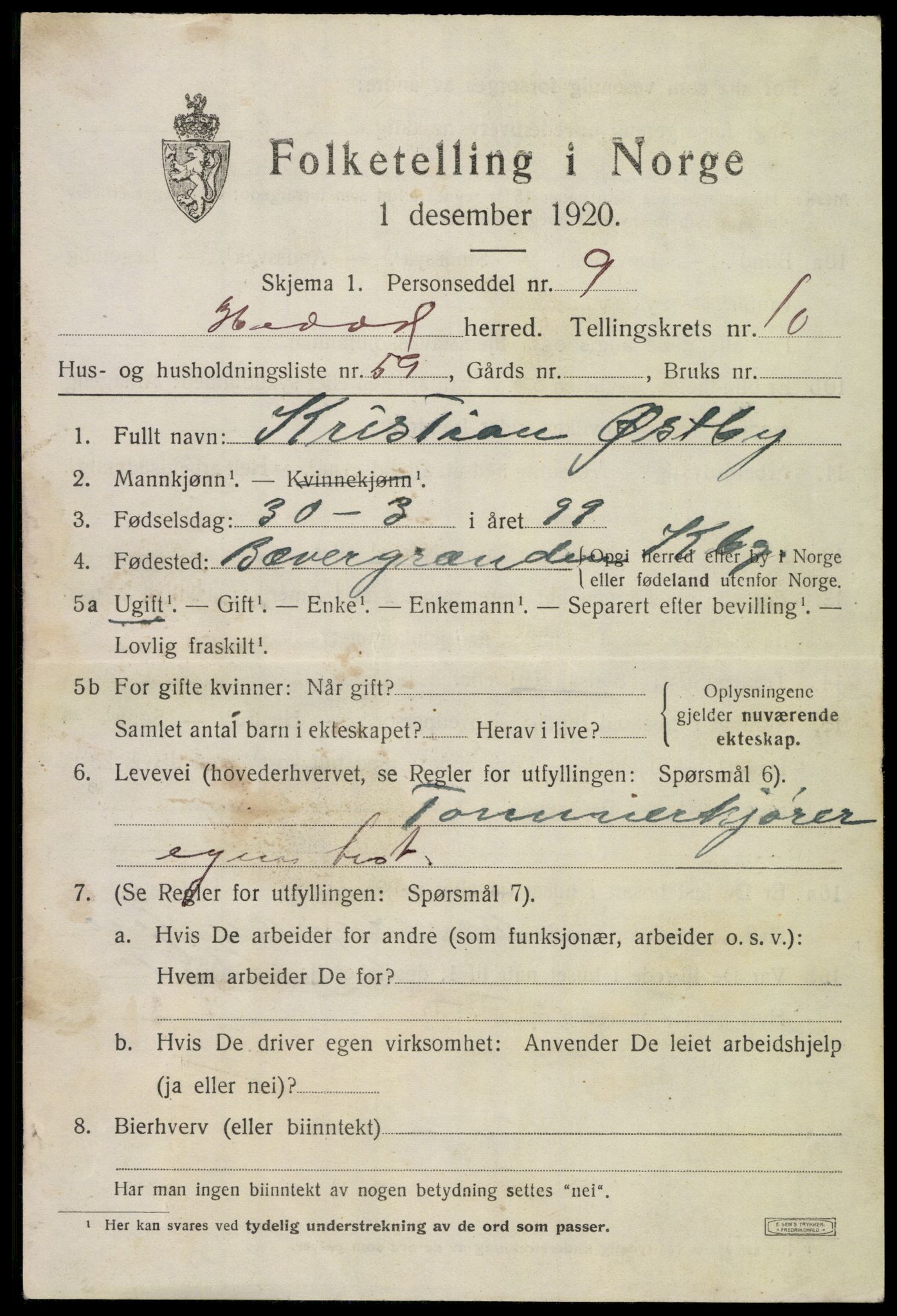 SAKO, 1920 census for Heddal, 1920, p. 7734