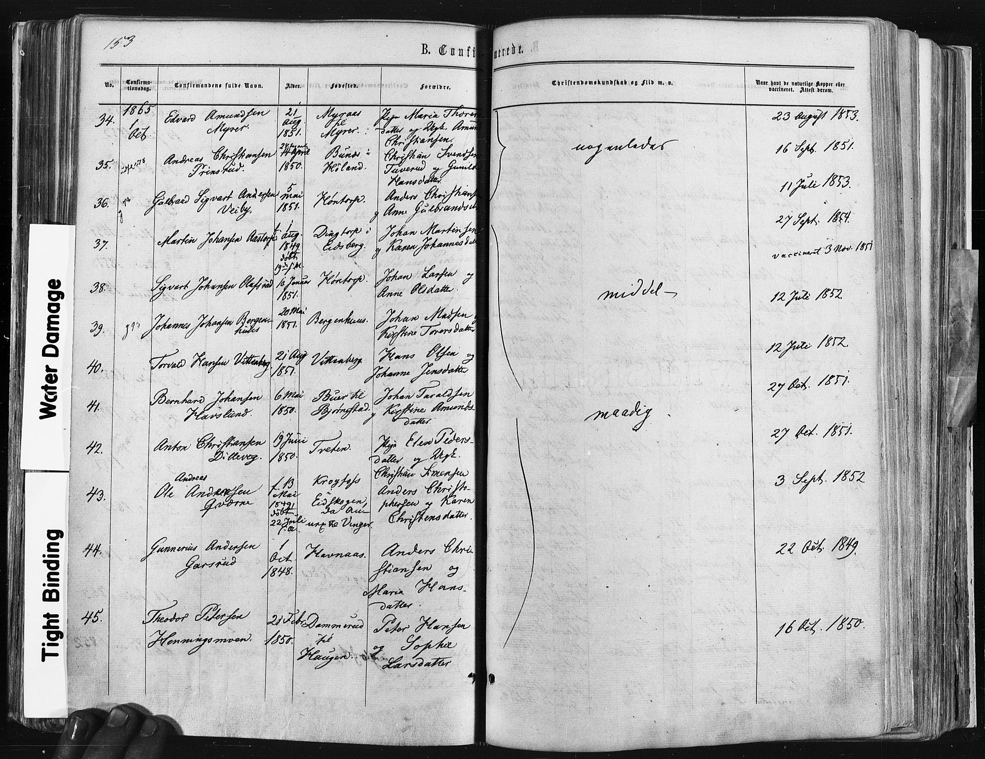 Trøgstad prestekontor Kirkebøker, AV/SAO-A-10925/F/Fa/L0009: Parish register (official) no. I 9, 1865-1877, p. 153