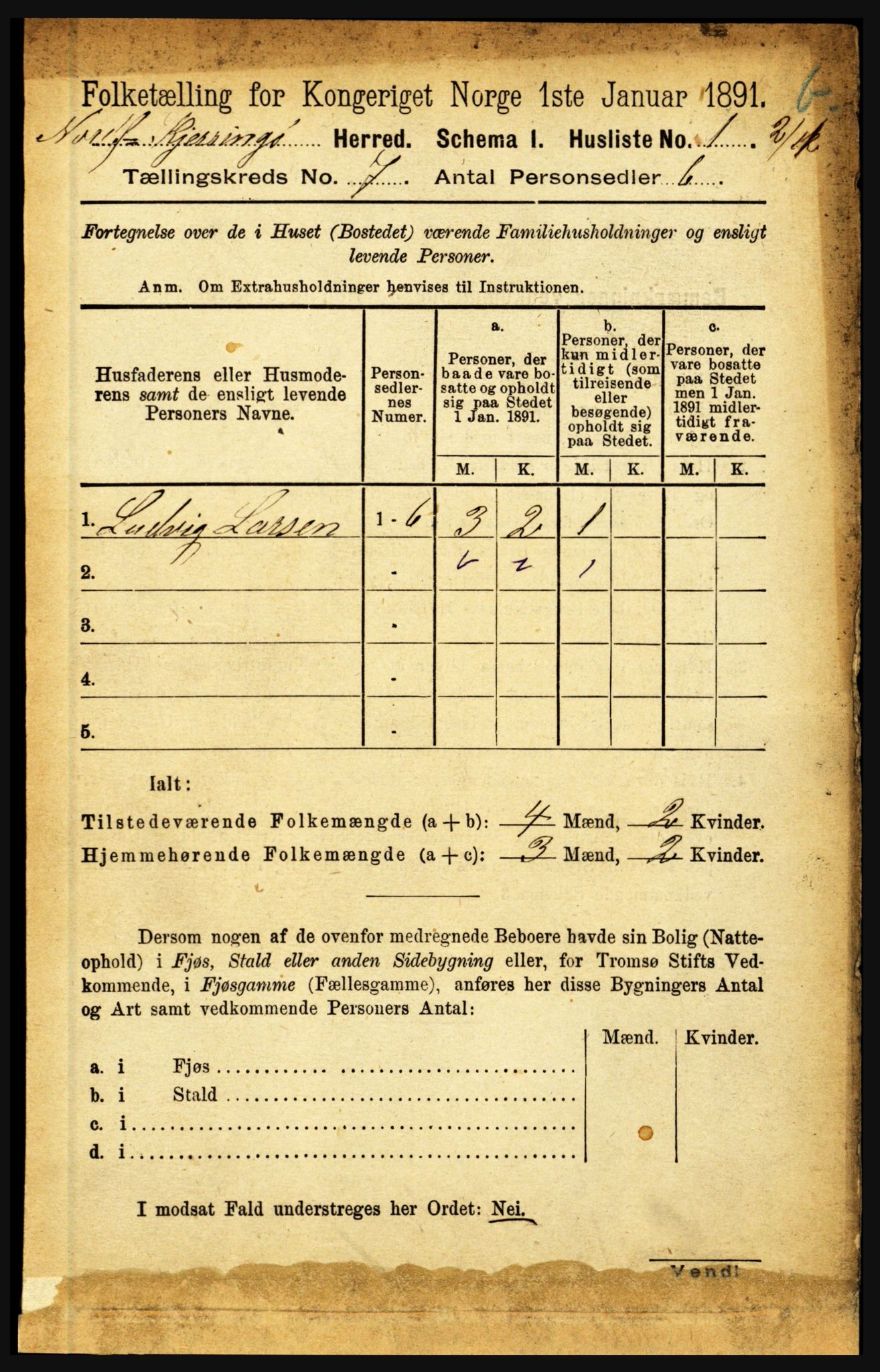 RA, 1891 census for 1846 Nordfold-Kjerringøy, 1891, p. 1740