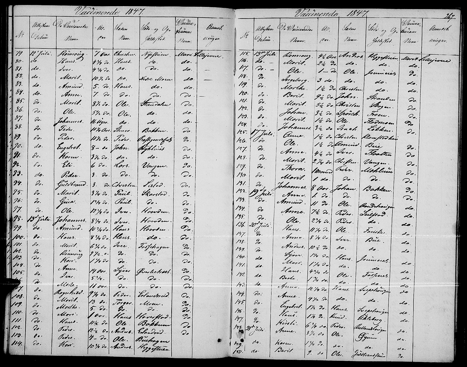 Fron prestekontor, SAH/PREST-078/H/Ha/Haa/L0004: Parish register (official) no. 4, 1839-1848, p. 267