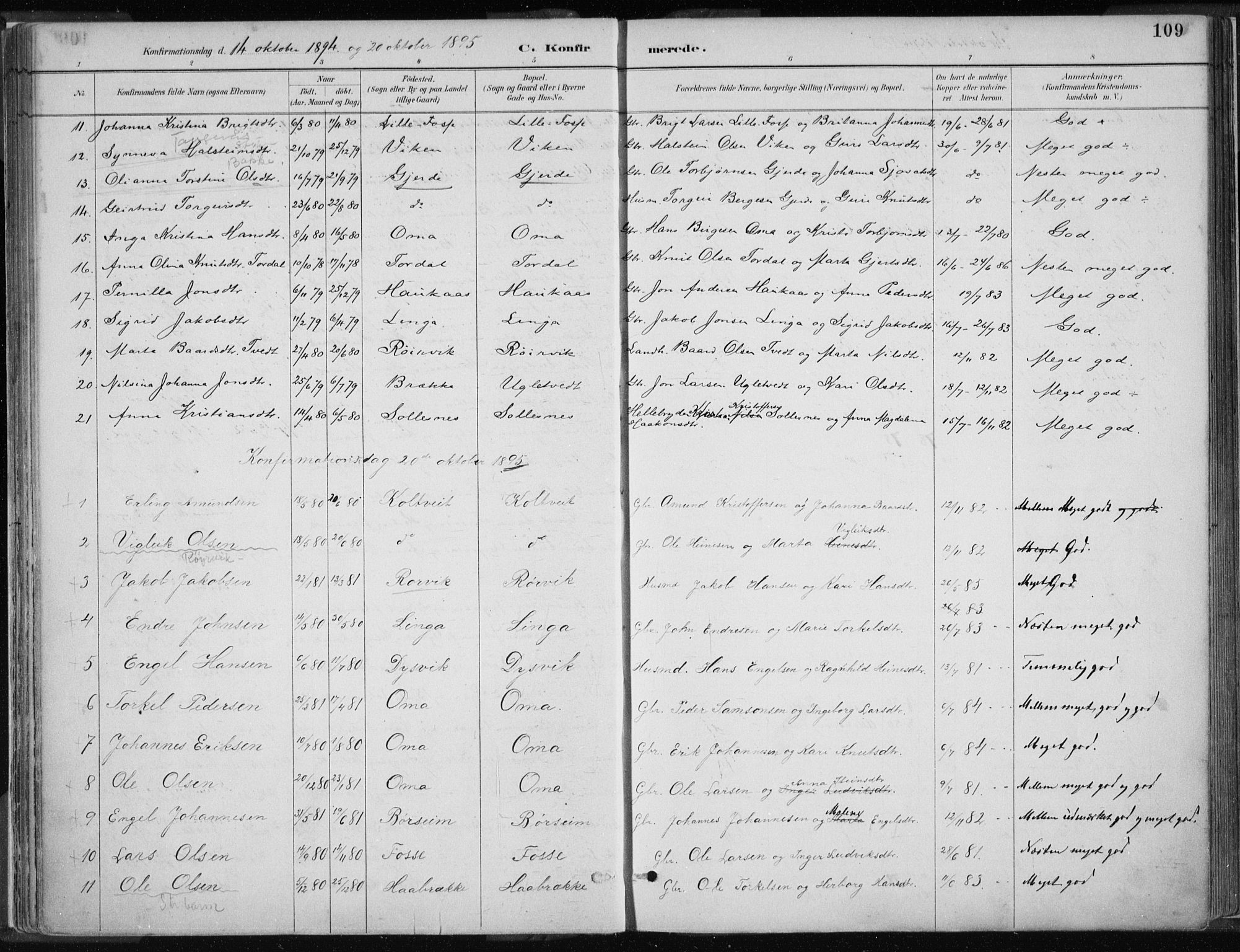 Strandebarm sokneprestembete, AV/SAB-A-78401/H/Haa: Parish register (official) no. B  1, 1886-1908, p. 109