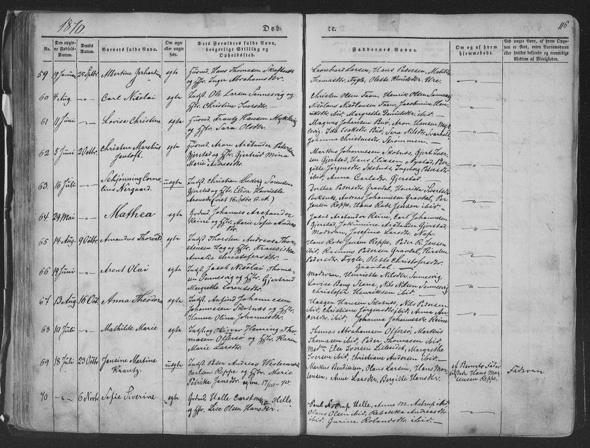 Ministerialprotokoller, klokkerbøker og fødselsregistre - Nordland, SAT/A-1459/881/L1165: Parish register (copy) no. 881C02, 1854-1876, p. 116