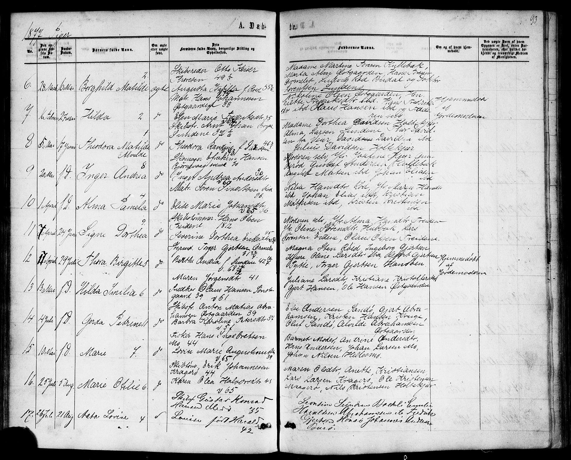 Nøtterøy kirkebøker, SAKO/A-354/F/Fb/L0001: Parish register (official) no. II 1, 1865-1878, p. 93