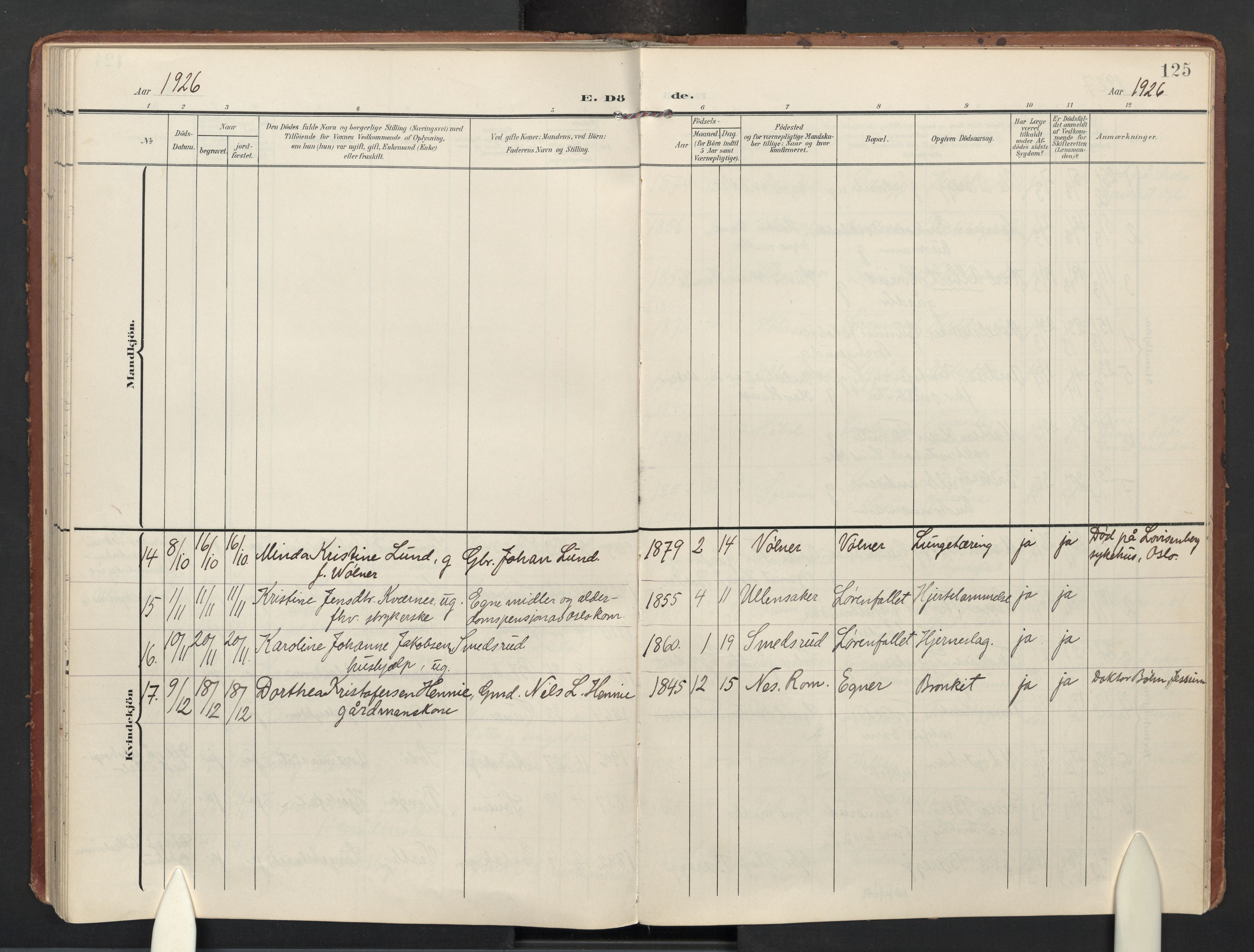 Sørum prestekontor Kirkebøker, AV/SAO-A-10303/F/Fa/L0009: Parish register (official) no. I 9, 1905-1931, p. 125