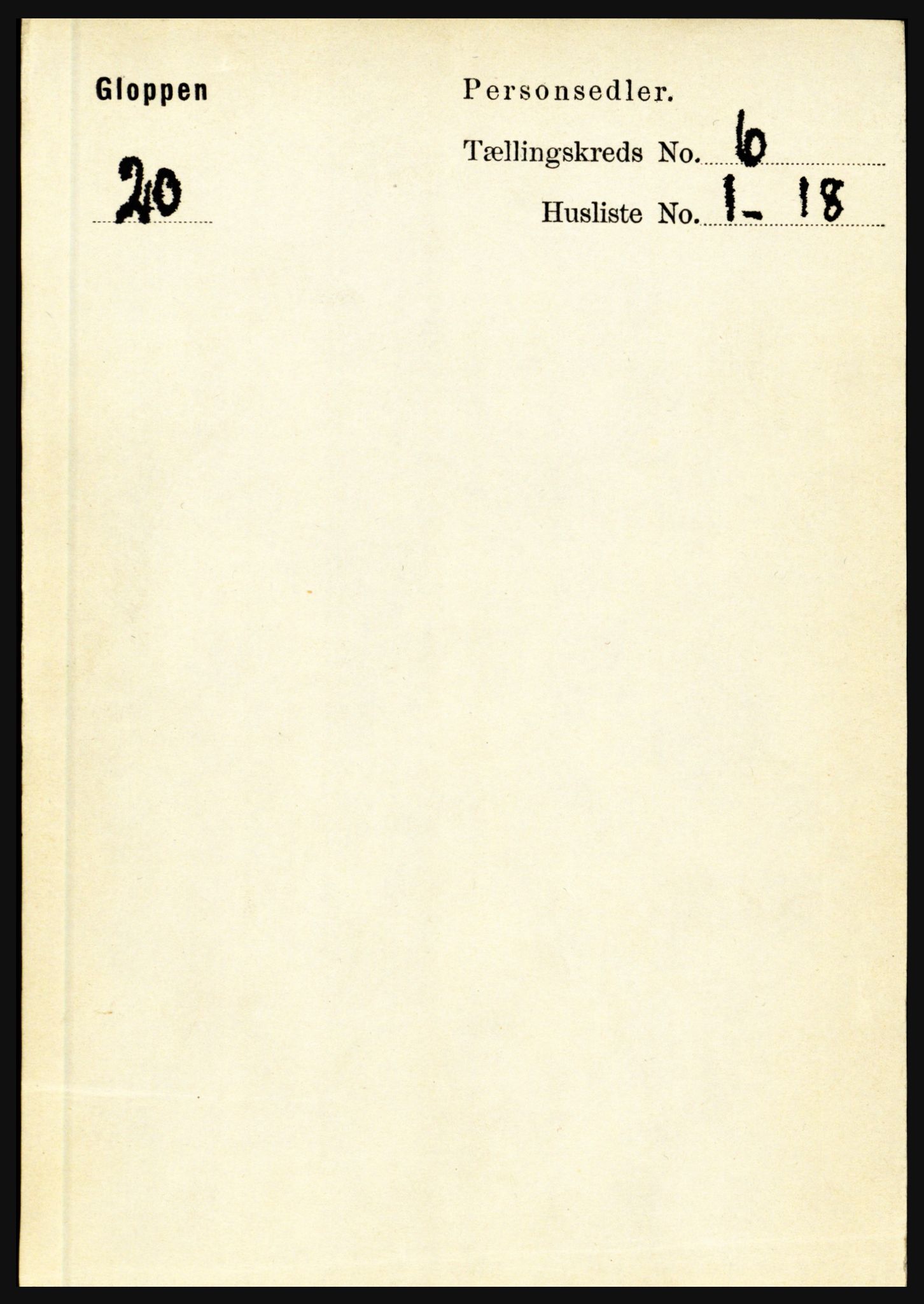 RA, 1891 census for 1445 Gloppen, 1891, p. 2253