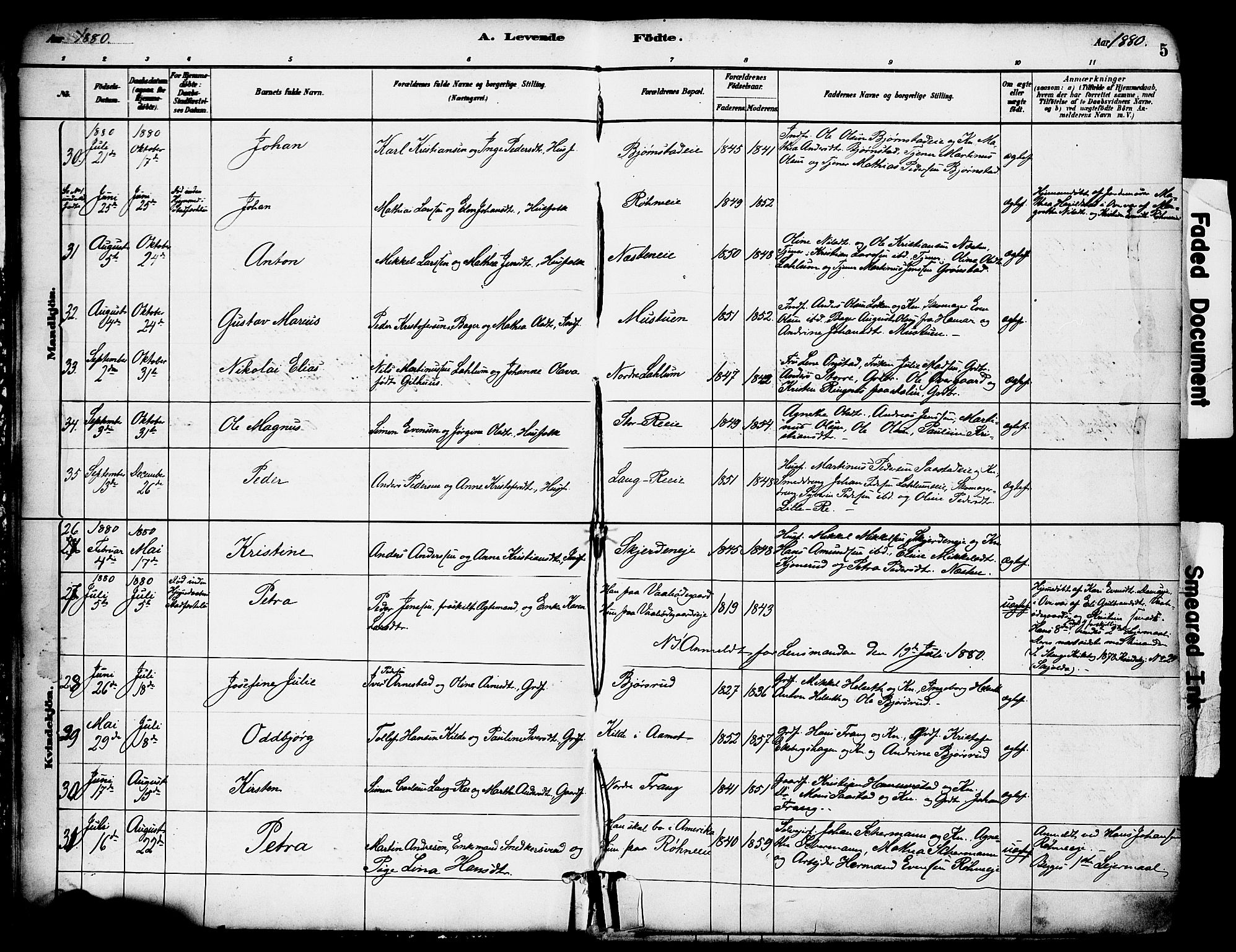 Stange prestekontor, AV/SAH-PREST-002/K/L0017: Parish register (official) no. 17, 1880-1893, p. 5