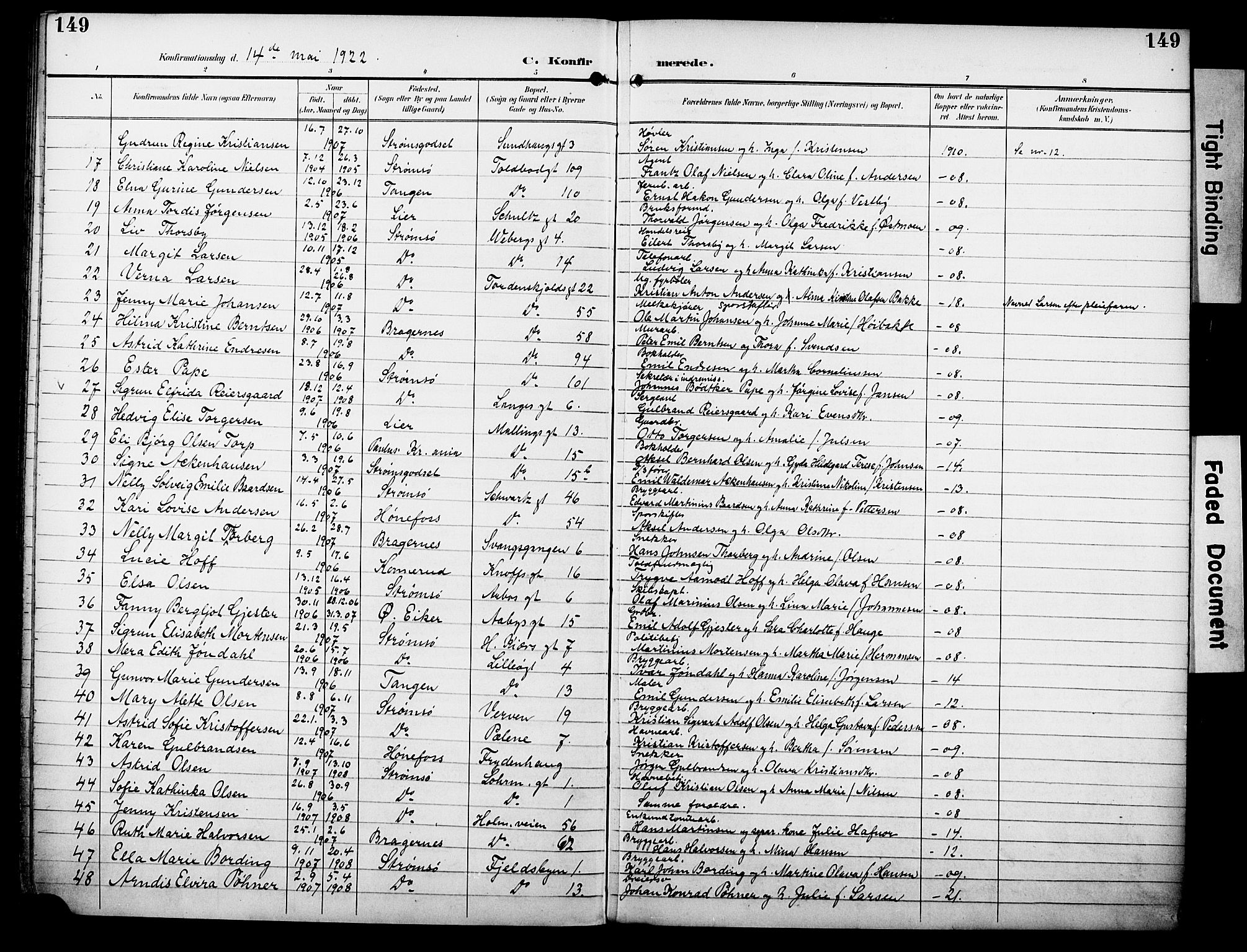 Strømsø kirkebøker, AV/SAKO-A-246/F/Fa/L0025: Parish register (official) no. I 25, 1893-1922, p. 149