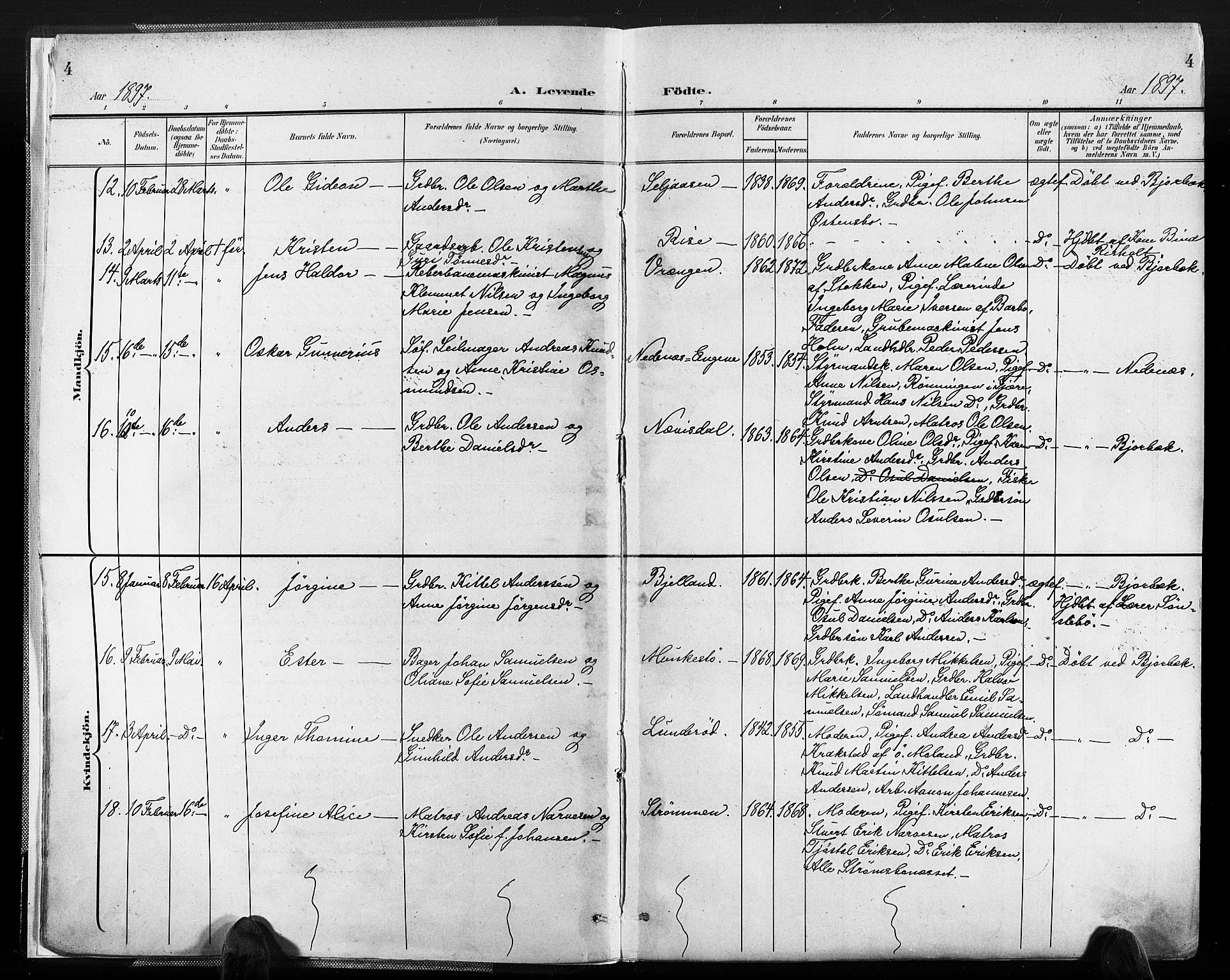 Øyestad sokneprestkontor, AV/SAK-1111-0049/F/Fa/L0018: Parish register (official) no. A 18, 1897-1907, p. 4