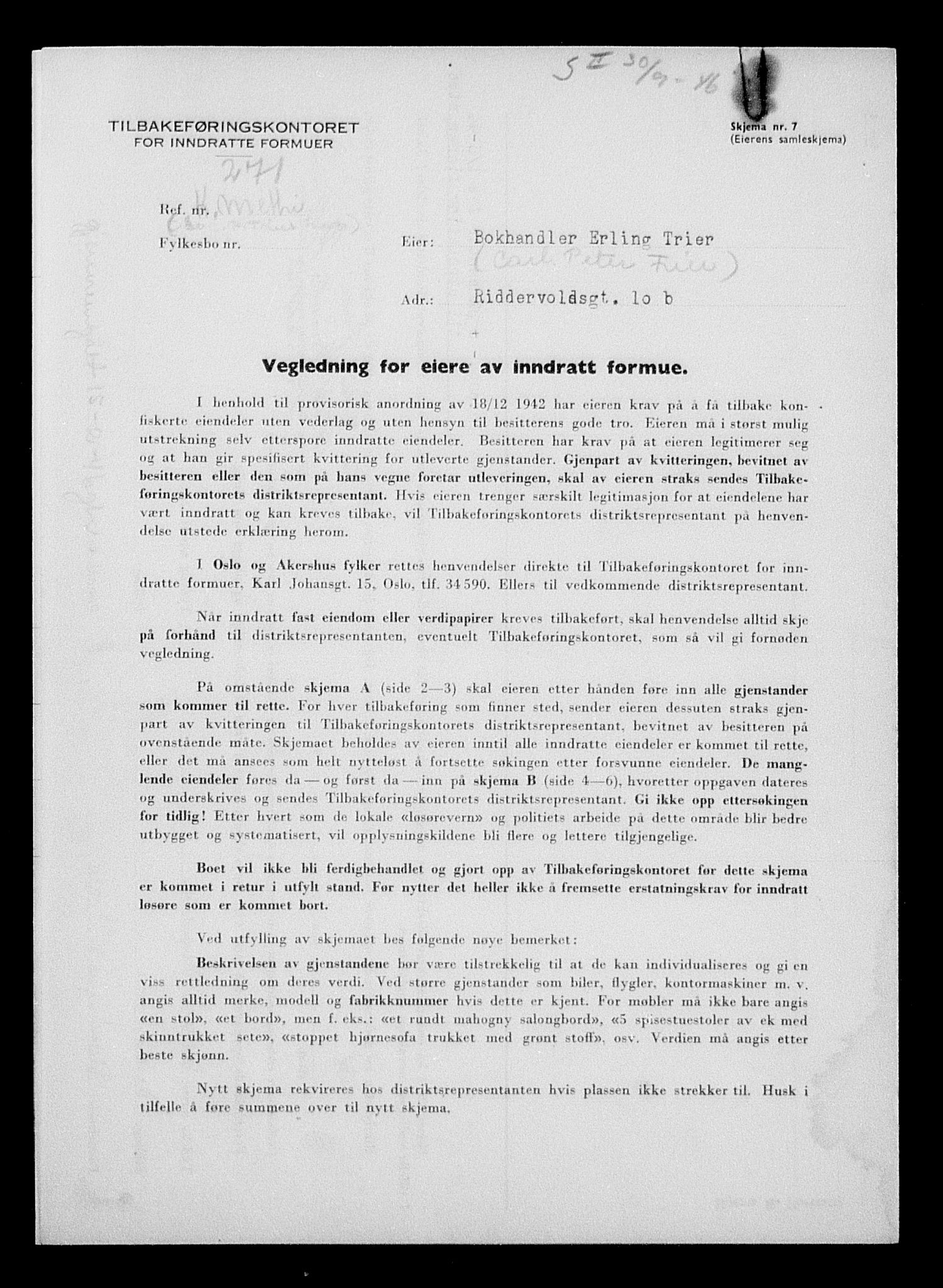 Justisdepartementet, Tilbakeføringskontoret for inndratte formuer, AV/RA-S-1564/H/Hc/Hcc/L0984: --, 1945-1947, p. 174